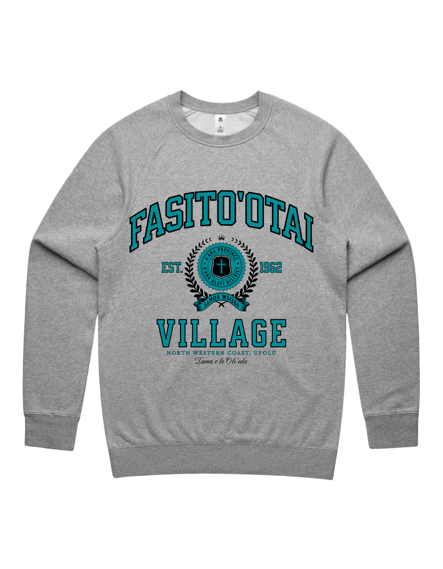 Fasito'otai Varsity Crewneck 5100 - AS Colour - Aqua Print