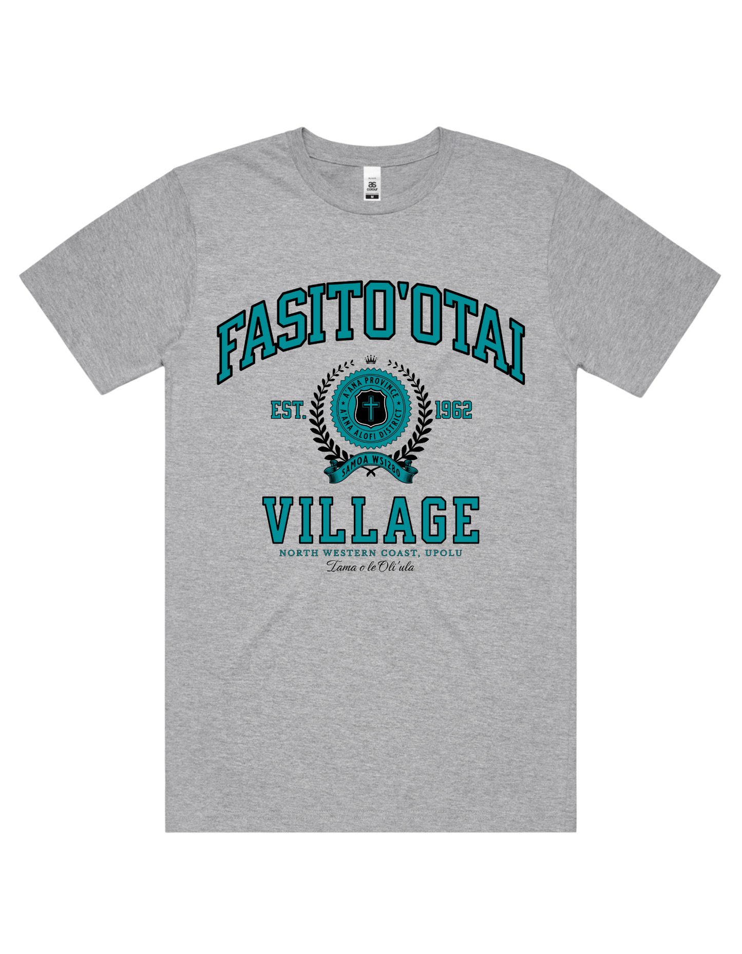 Fasito'otai Varsity Tee 5050 - AS Colour - Aqua Print