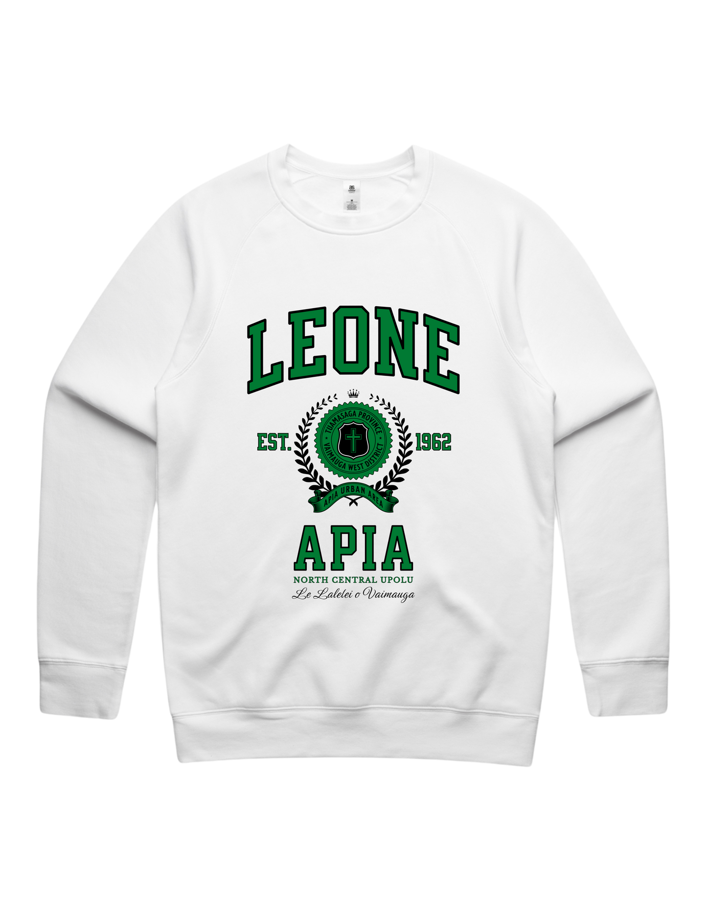 Leone Apia Varsity Crewneck 5100 - AS Colour - Green Print