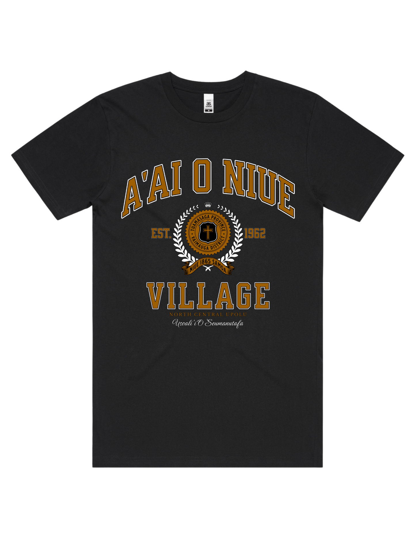 A'ai O Niue Varsity Tee 5050 - AS Colour - Brown Print