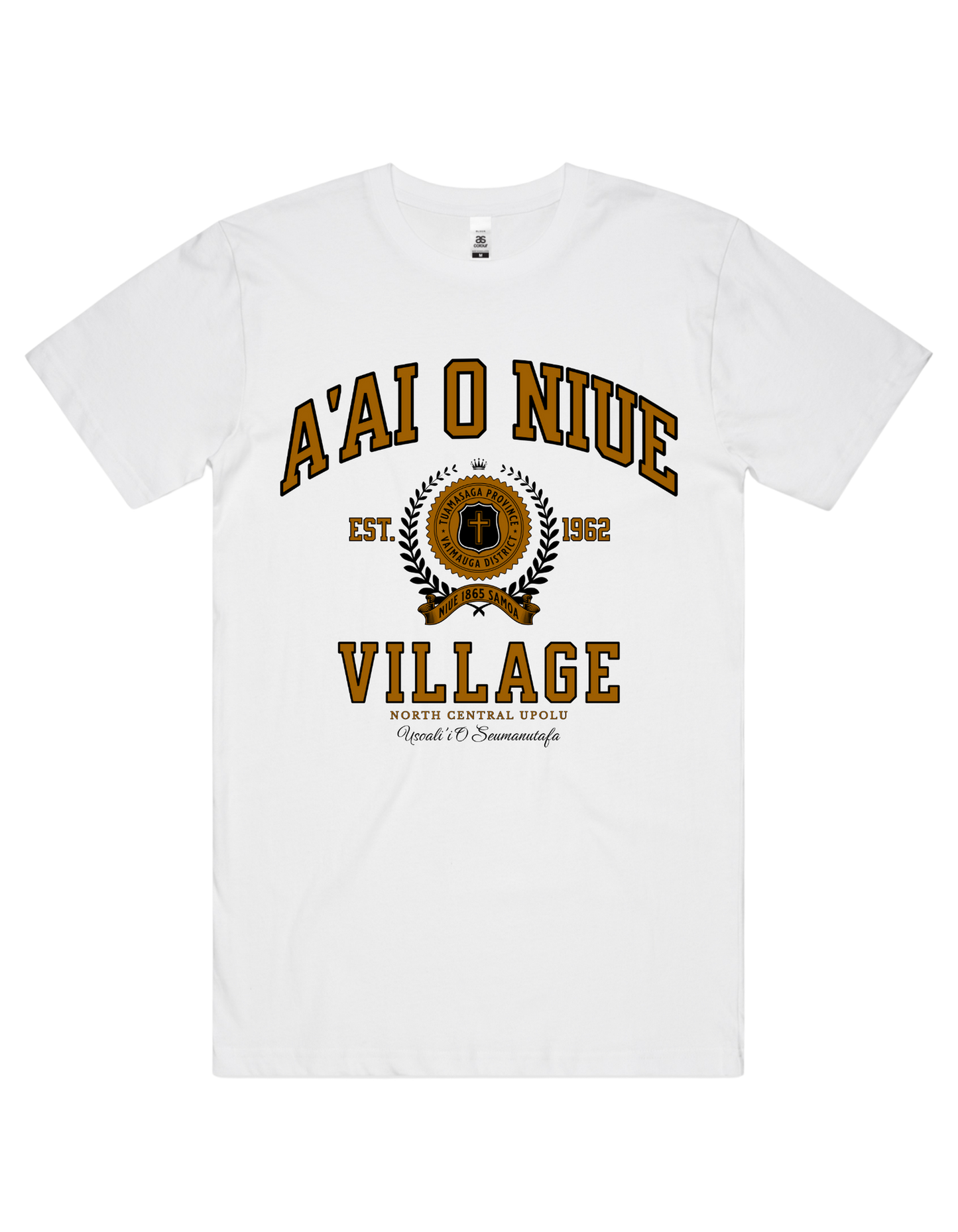 A'ai O Niue Varsity Tee 5050 - AS Colour - Brown Print