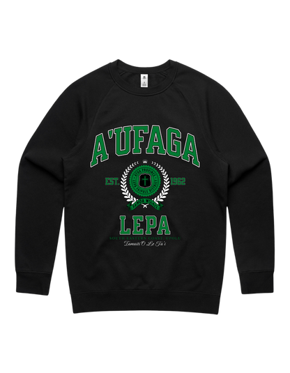 A'ufaga Lepa Varsity Crewneck 5100 - AS Colour - Green Print