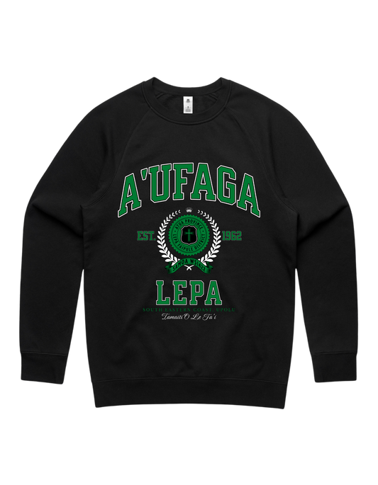 A'ufaga Lepa Varsity Crewneck 5100 - AS Colour - Green Print