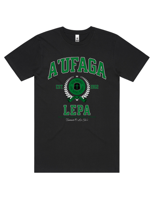 A'ufaga Lepa Varsity Tee 5050 - AS Colour - Green Print