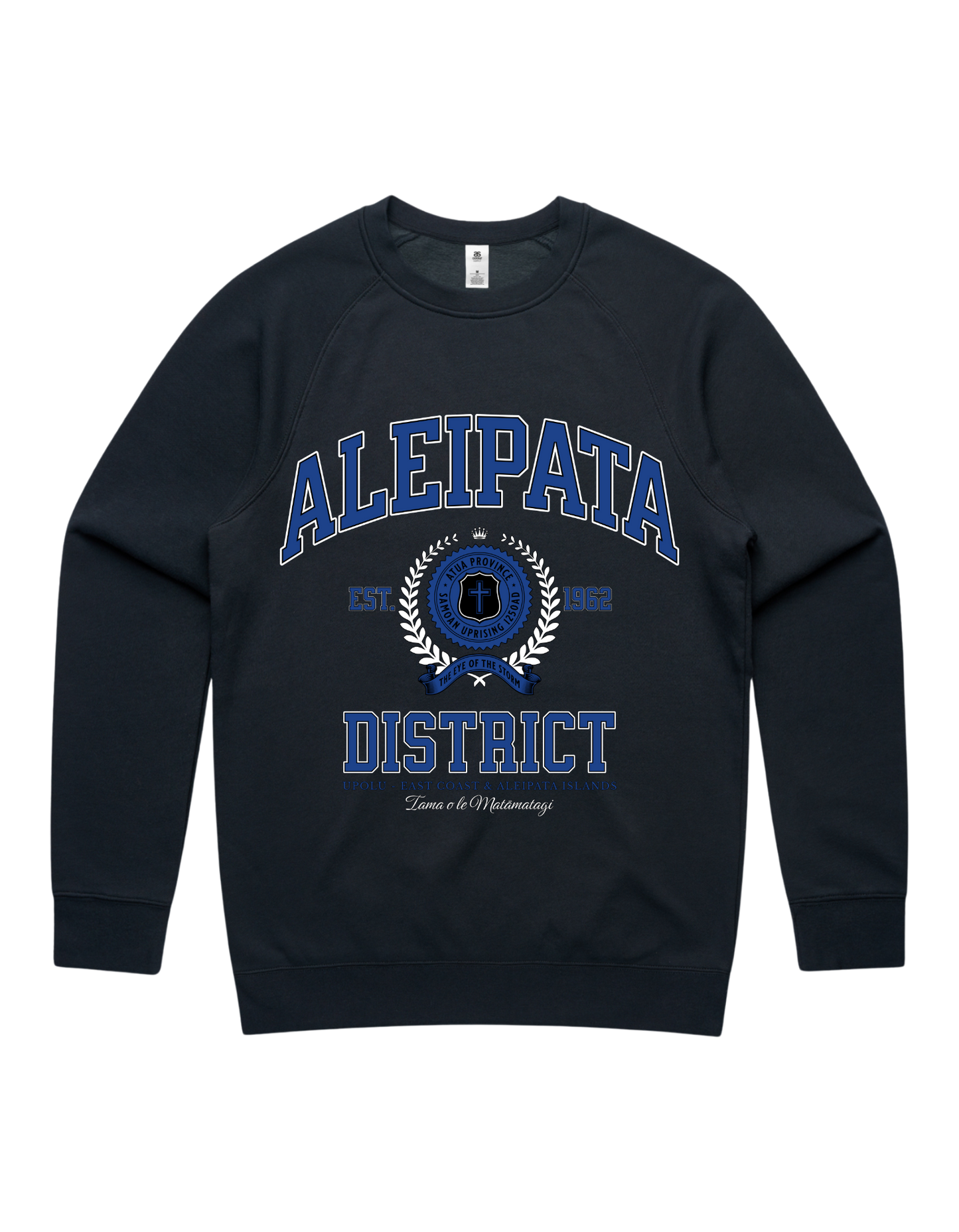 Aleipata Varsity Crewneck 5100 - AS Colour - Mid Blue Print