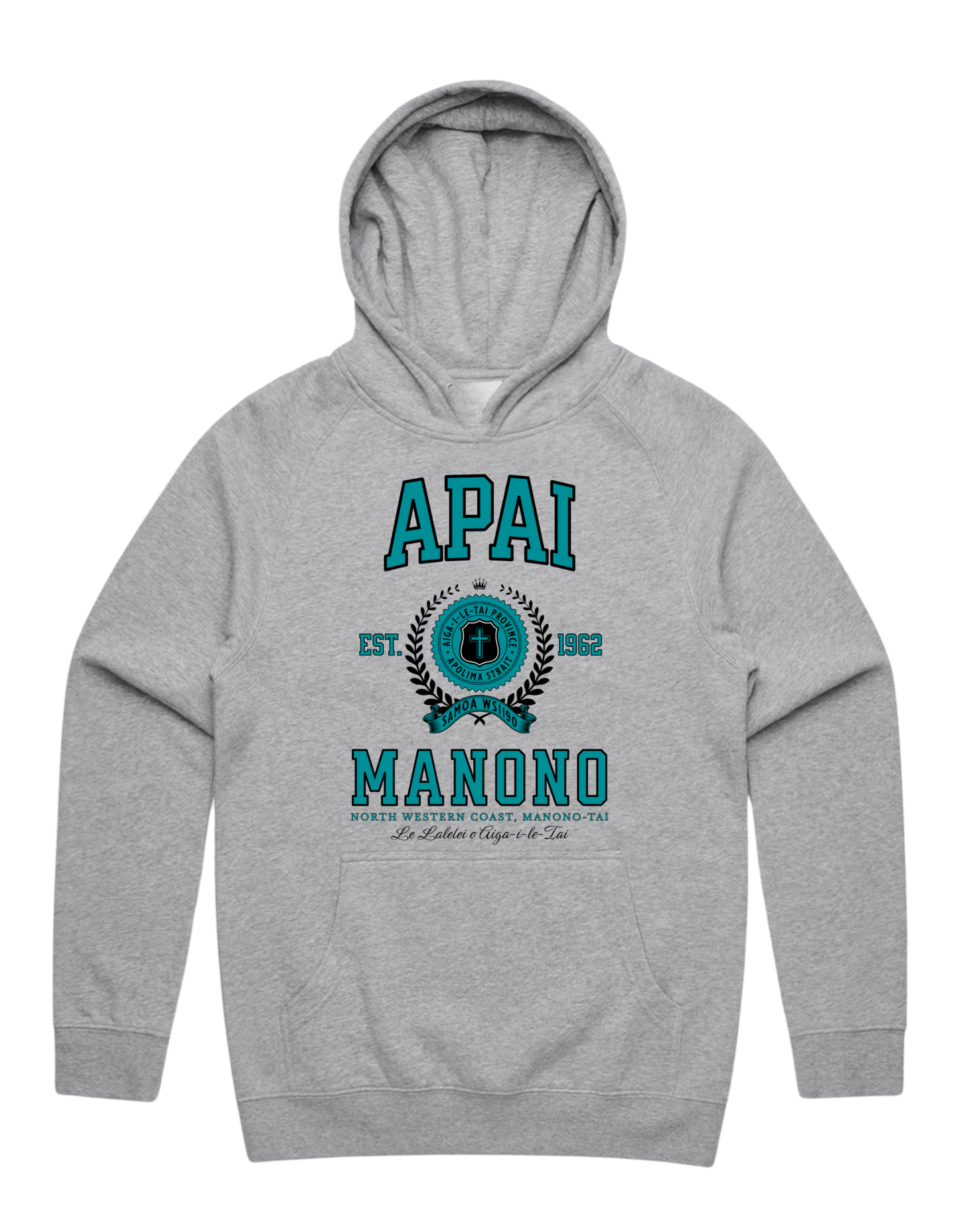 Apai Manono Varsity Hood 5101 - AS Colour - Aqua Print