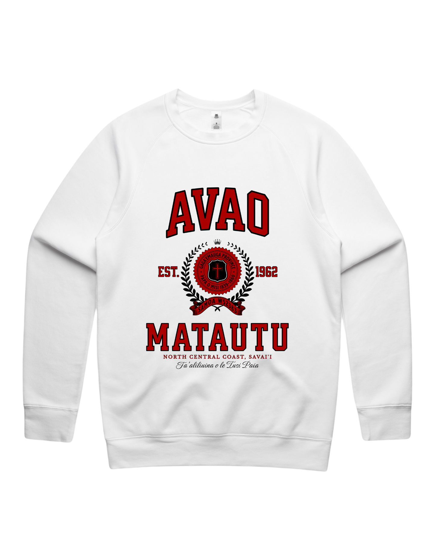 Avao Matautu Varsity Crewneck 5100 - AS Colour - Red Print