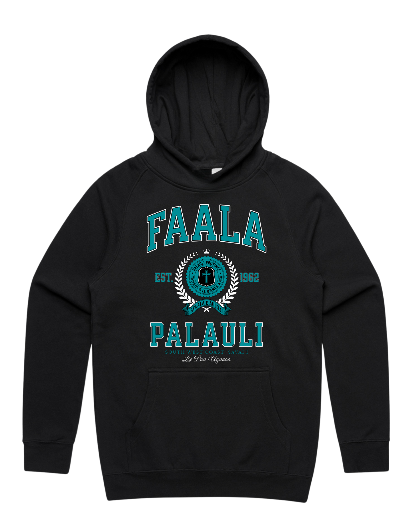 Faala Palauli Varsity Hood 5101 - AS Colour - Aqua Print