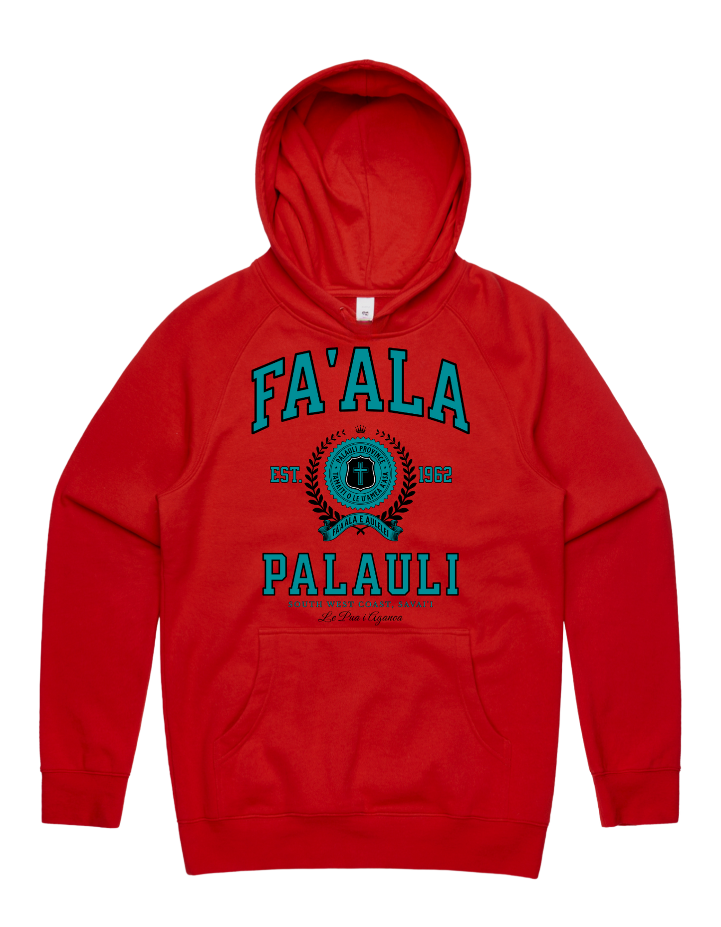 Faala Palauli Varsity Hood 5101 - AS Colour - Aqua Print