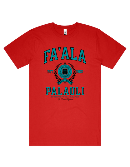 Faala Palauli Varsity Tee 5050 - AS Colour - Aqua Print