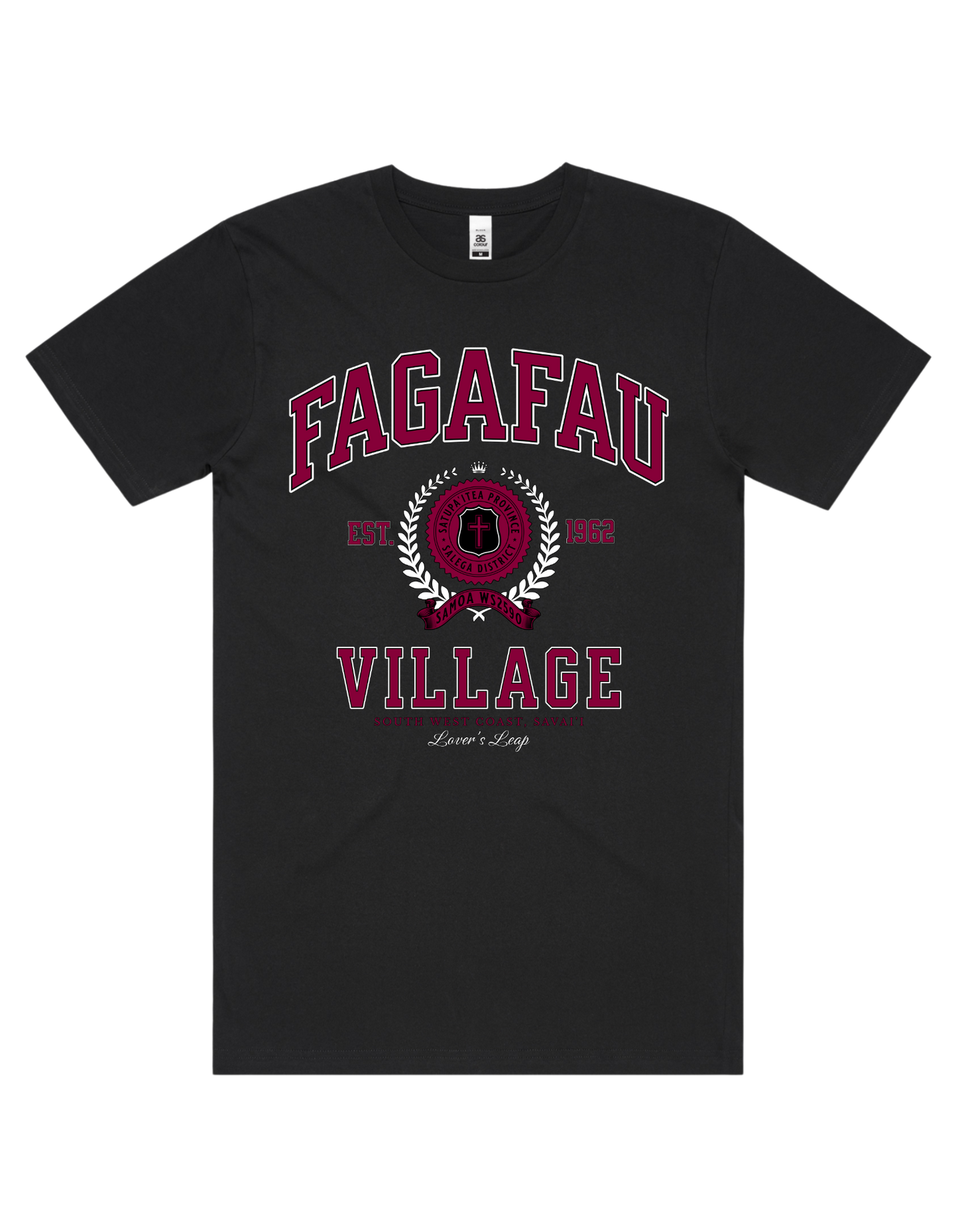 Fagafau Varsity Tee 5050 - AS Colour - Wine Print