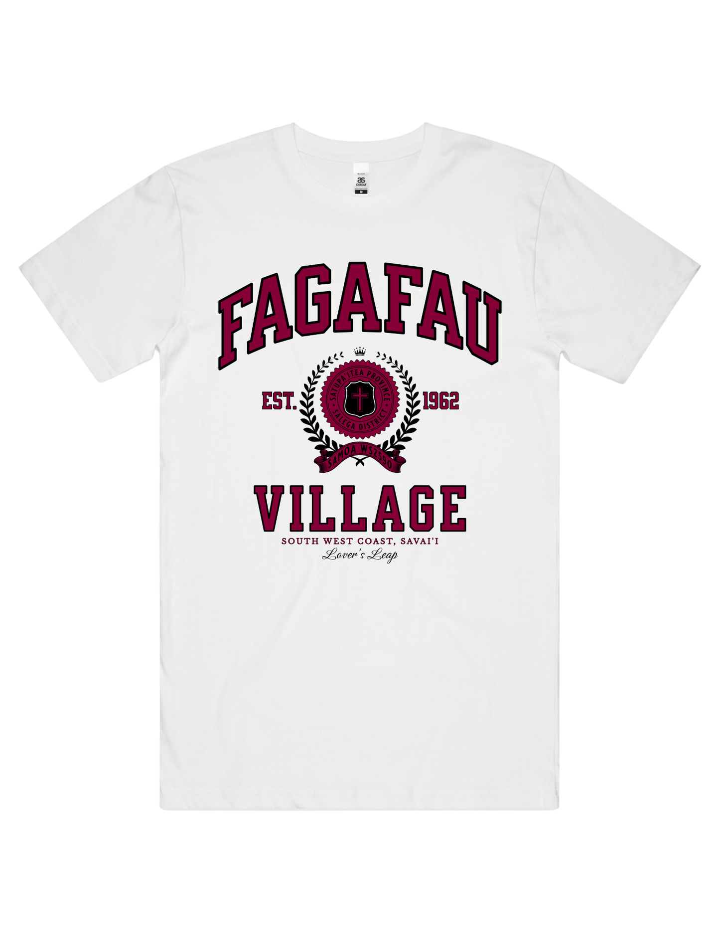 Fagafau Varsity Tee 5050 - AS Colour - Wine Print