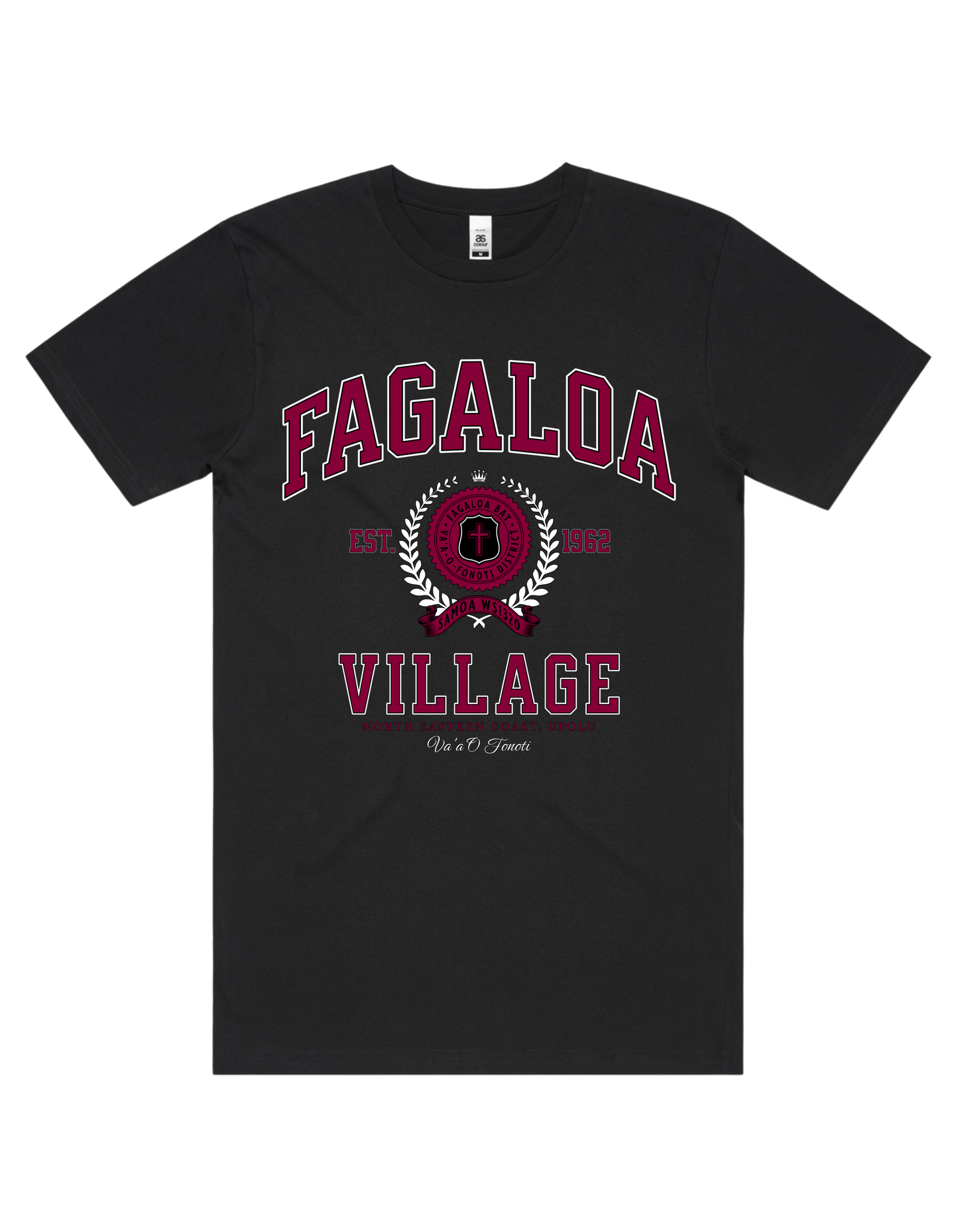 Fagaloa Varsity Tee 5050 - AS Colour - Wine Print