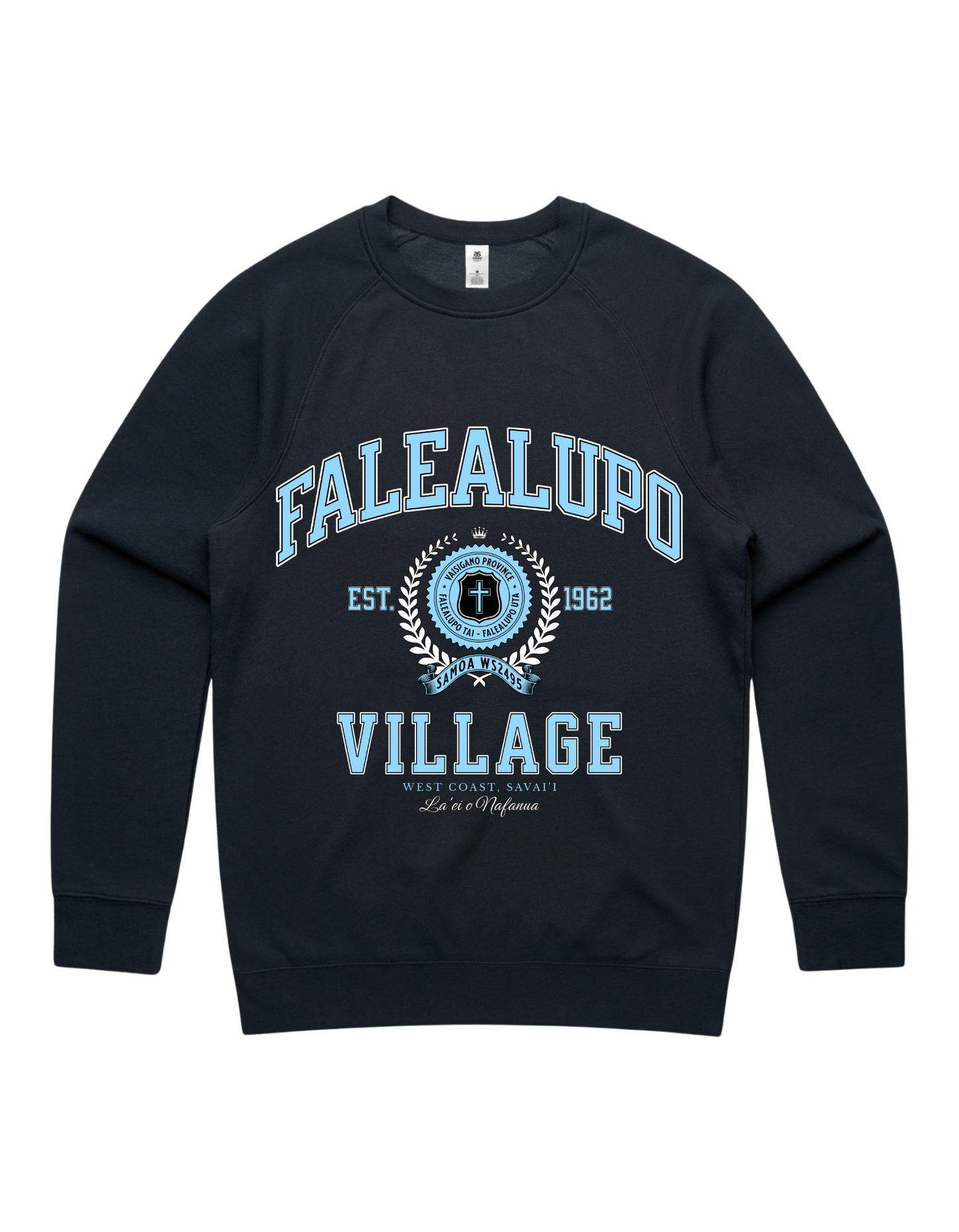 Falealupo Varsity Crewneck 5100 - AS Colour - Sky Blue Print