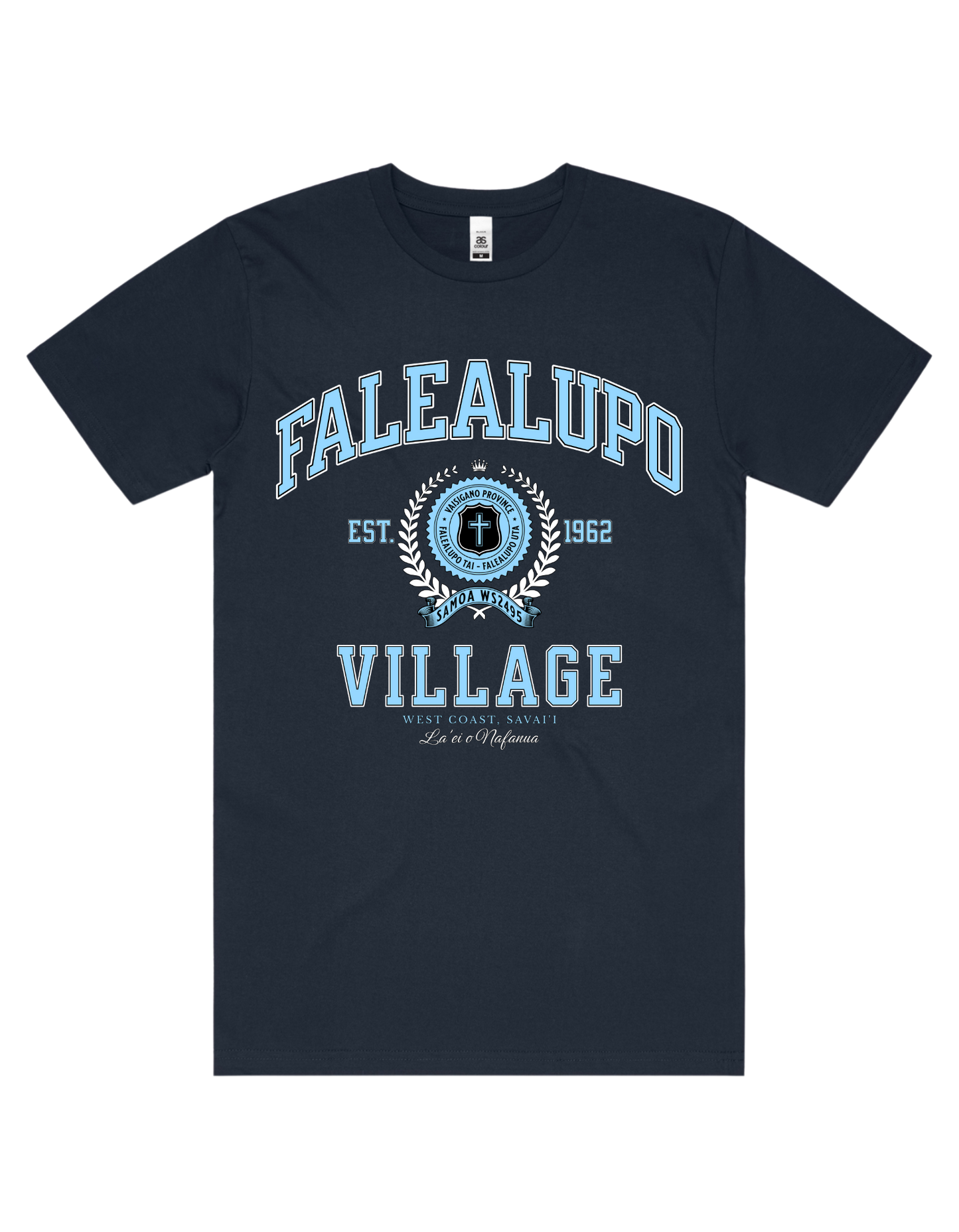 Falealupo Varsity Tee 5050 - AS Colour - Sky Blue Print