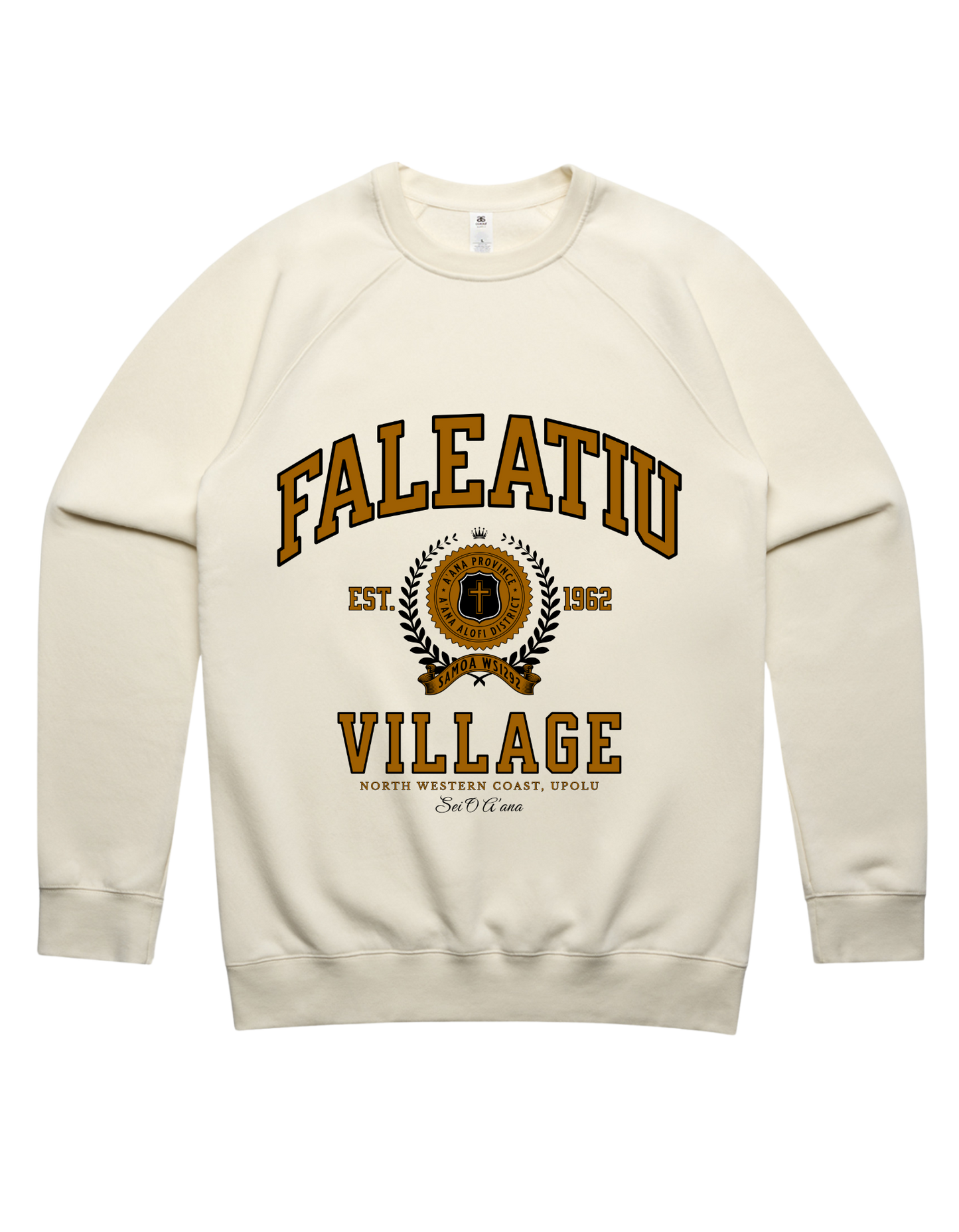 Faleatiu Varsity Crewneck 5100 - AS Colour - Brown Print