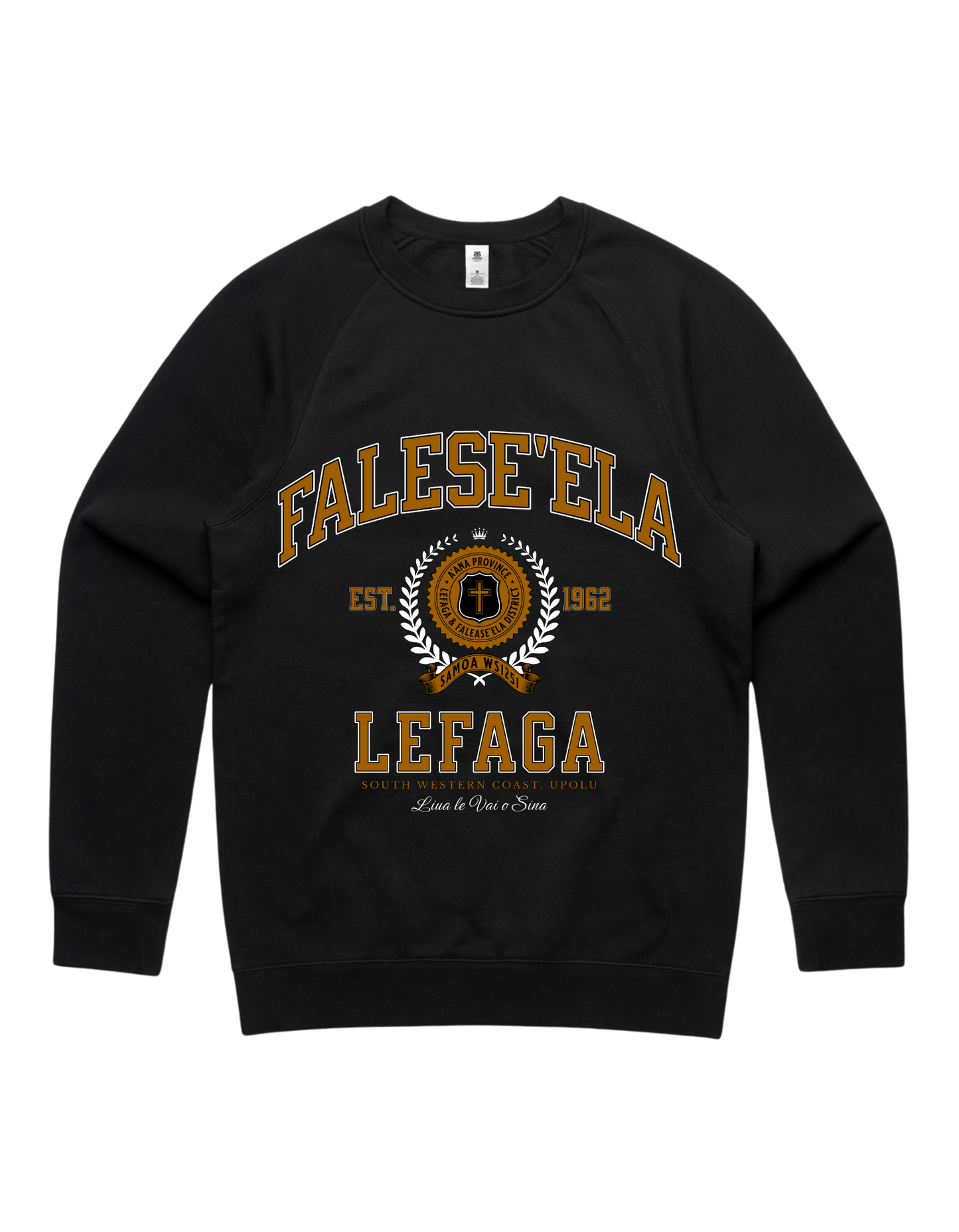 Falese'ela Varsity Crewneck 5100 - AS Colour - Brown Print