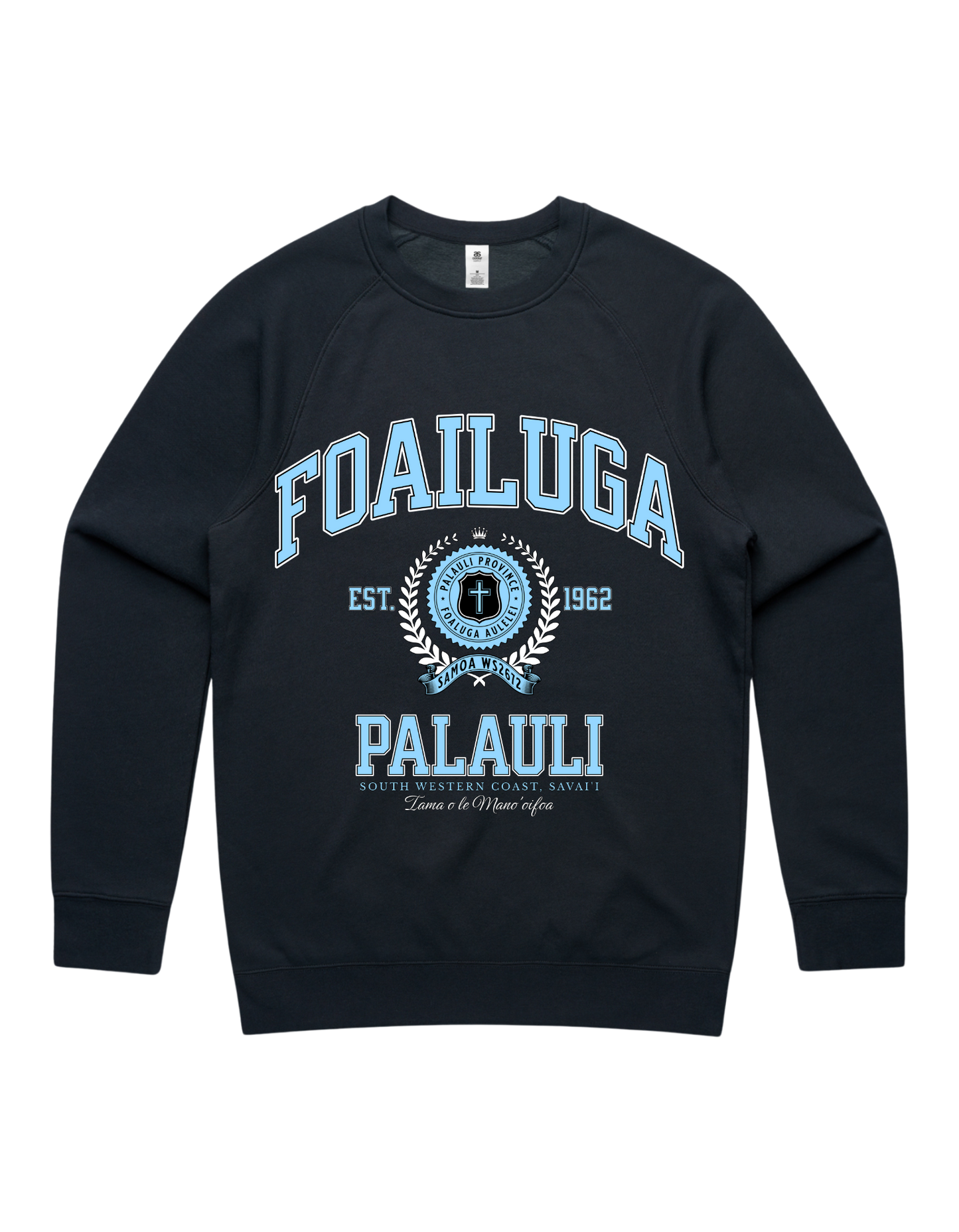 Foailuga Varsity Crewneck 5100 - AS Colour - Sky Blue Print