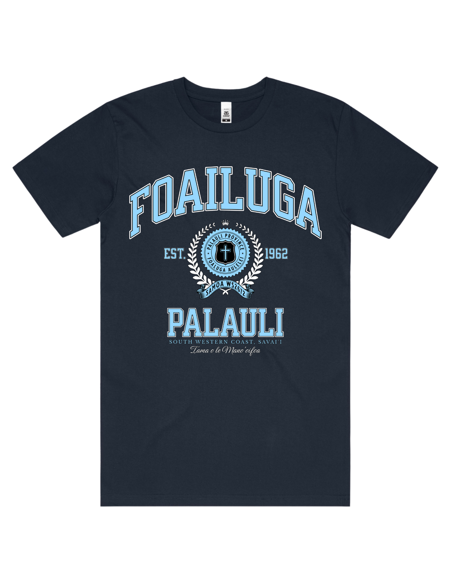 Foailuga Varsity Tee 5050 - AS Colour - Sky Blue Print