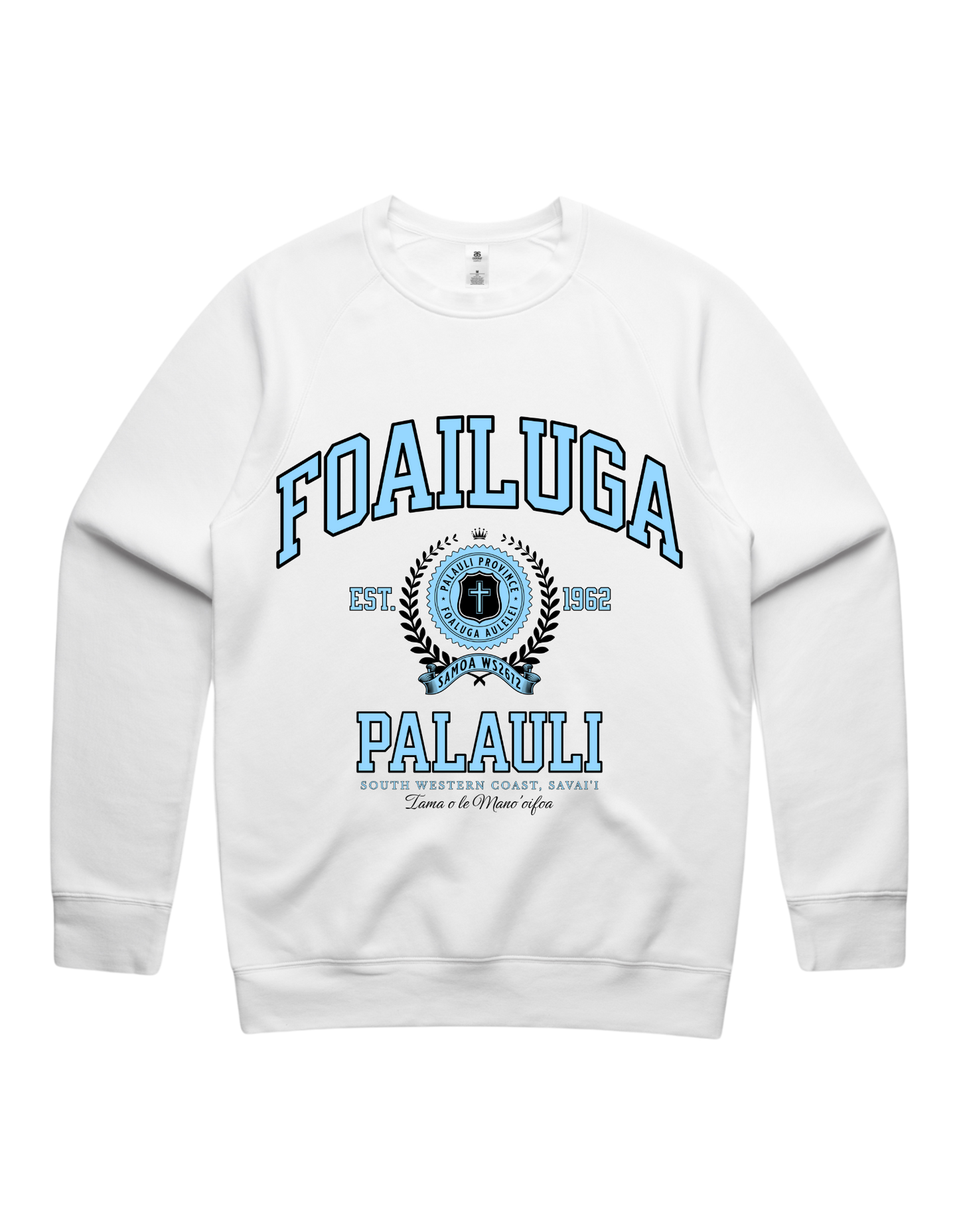 Foailuga Varsity Crewneck 5100 - AS Colour - Sky Blue Print