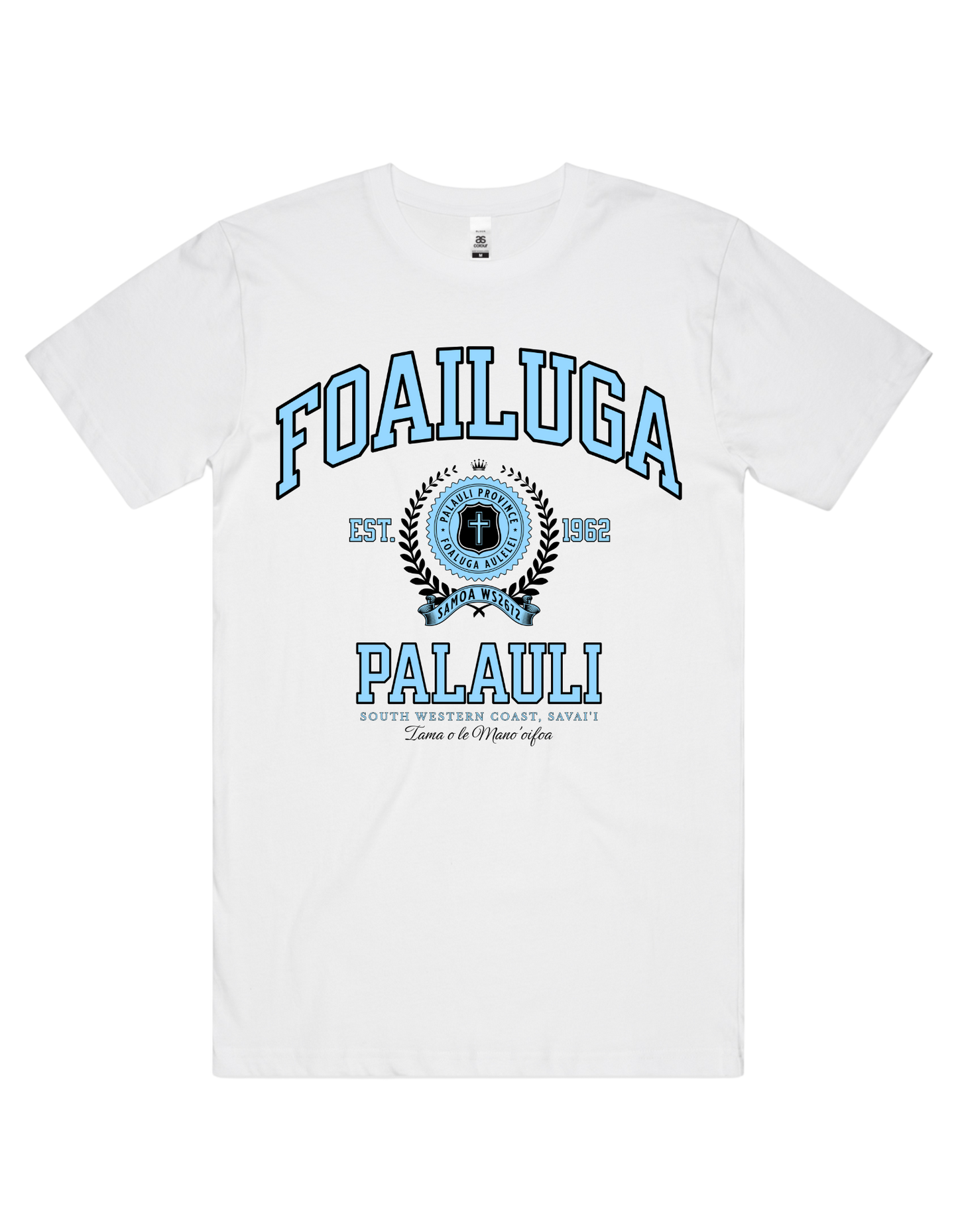 Foailuga Varsity Tee 5050 - AS Colour - Sky Blue Print