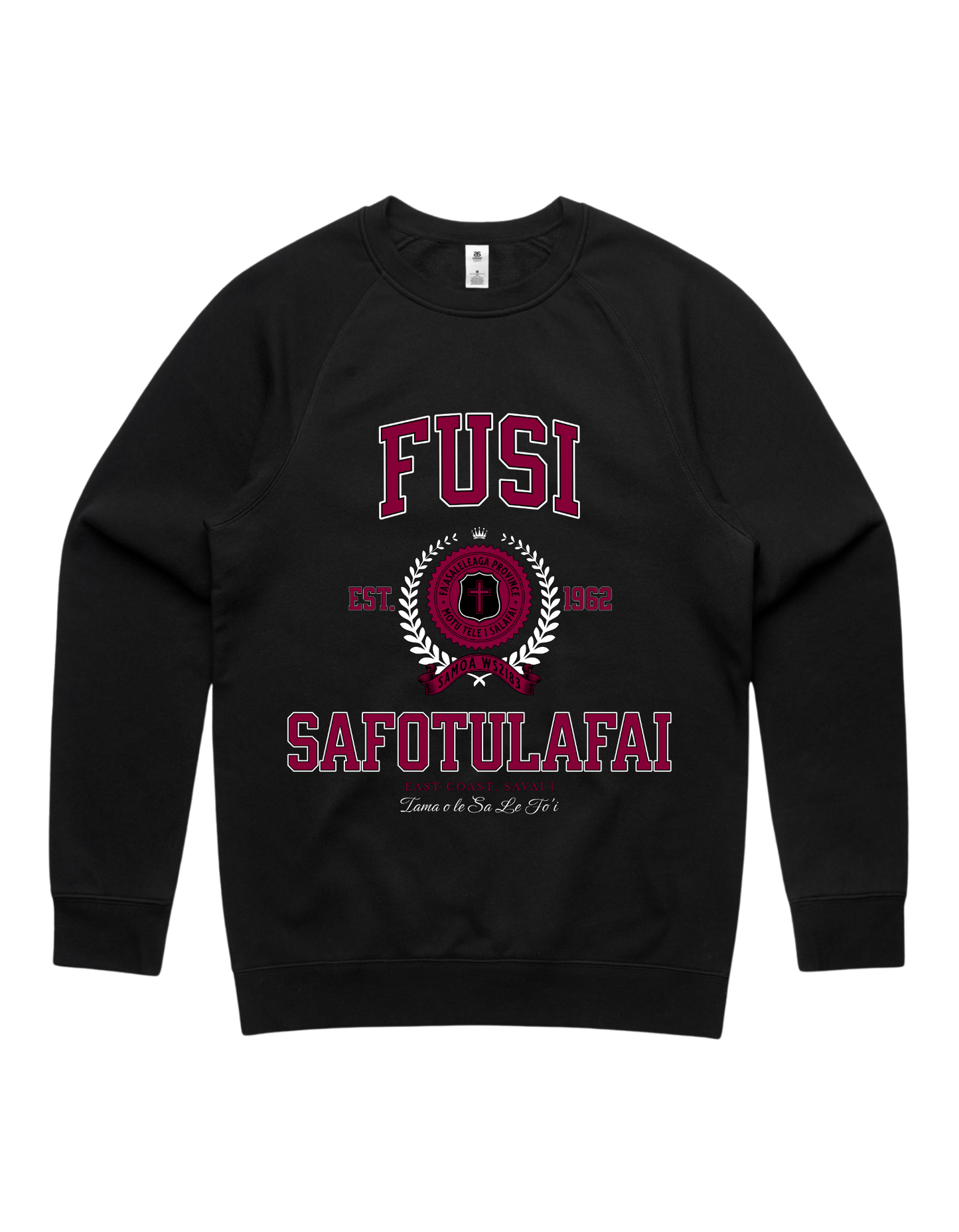 Fusi Safotulafai Varsity Crewneck 5100 - AS Colour - Wine Print