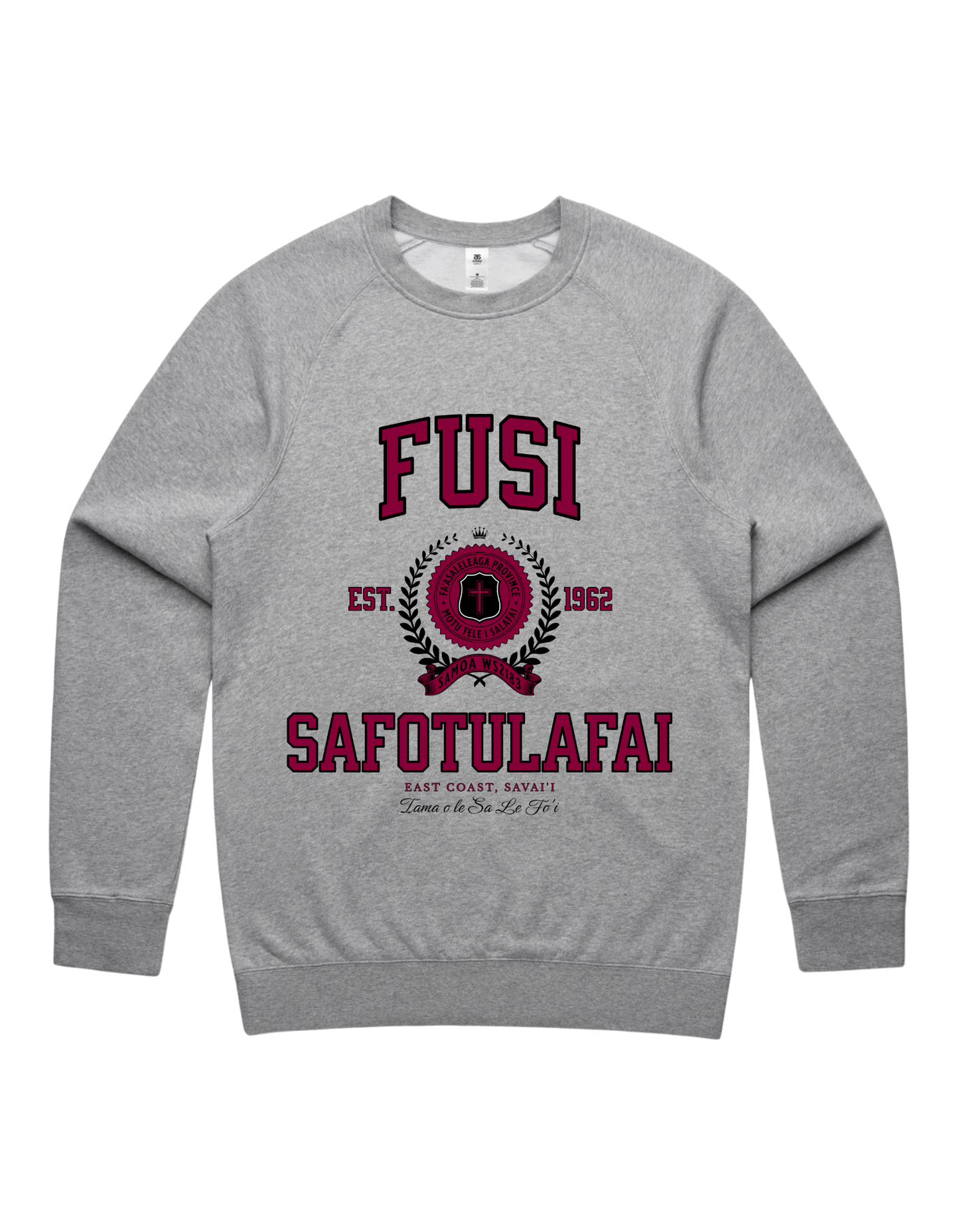 Fusi Safotulafai Varsity Crewneck 5100 - AS Colour - Wine Print