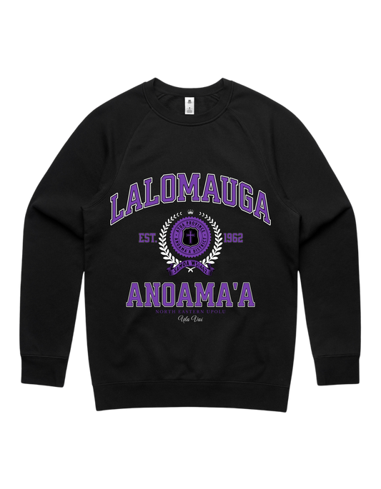 Lalomauga Varsity Crewneck 5100 - AS Colour - Purple Print