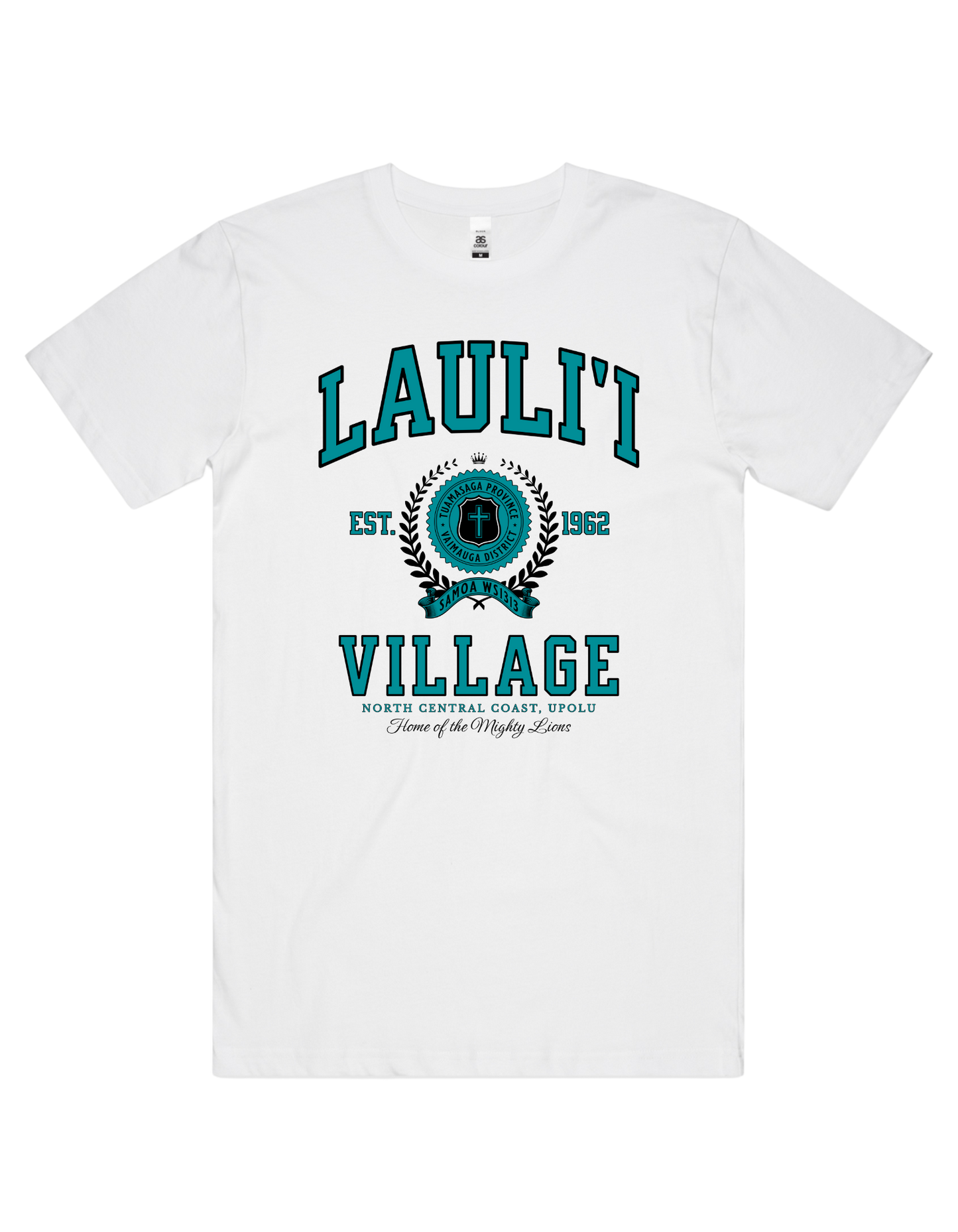 Lauli'i Varsity Tee 5050 - AS Colour - Aqua Print