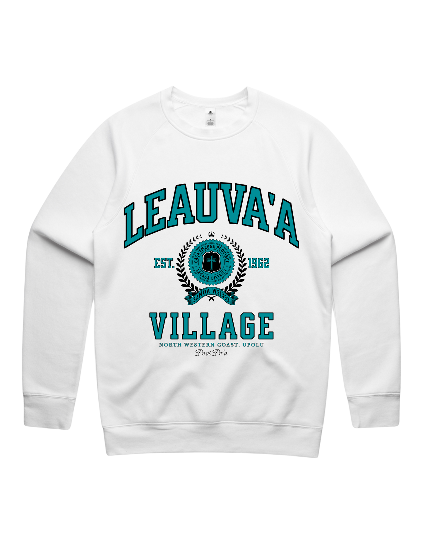 Leauva'a Varsity Crewneck 5100 - AS Colour - Aqua Print