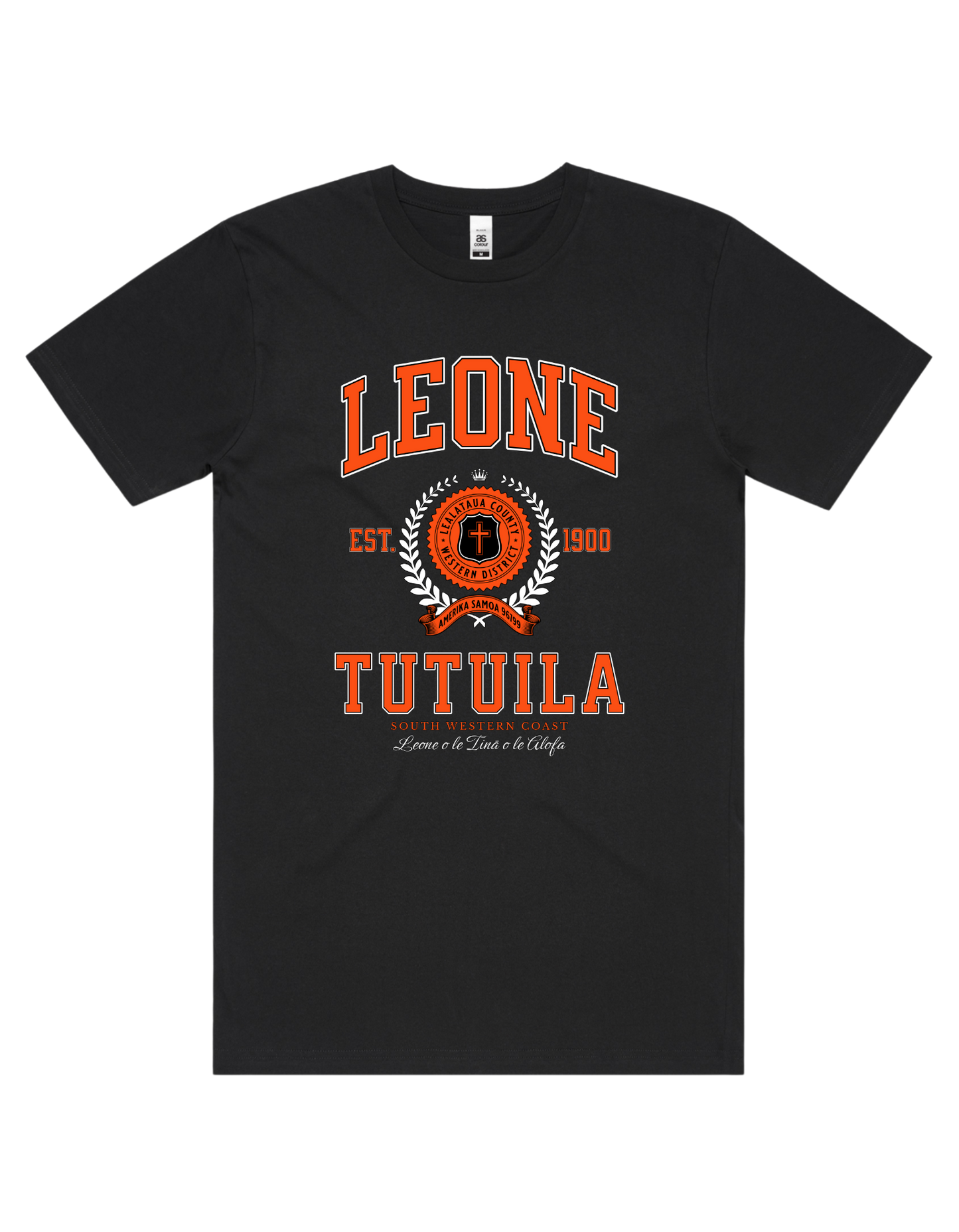 Leonē AM Samoa Varsity Tee 5050 - AS Colour - Orange Print