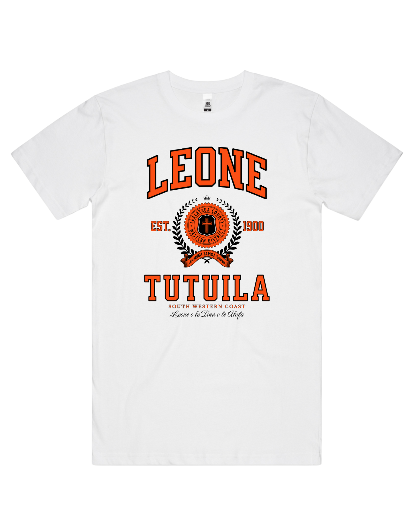 Leonē AM Samoa Varsity Tee 5050 - AS Colour - Orange Print