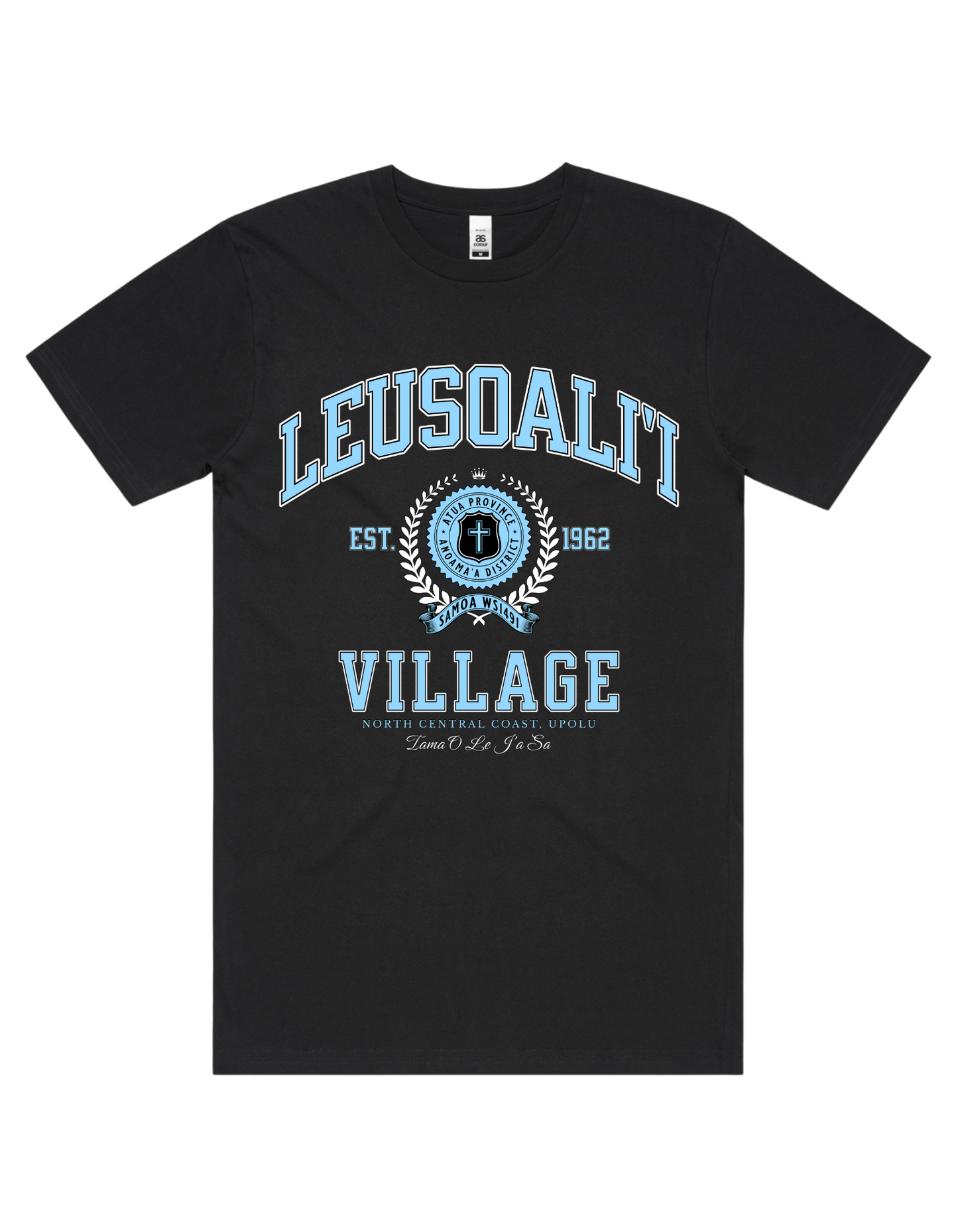 Leusoali'i Varsity Tee 5050 - AS Colour - Sky Blue Print