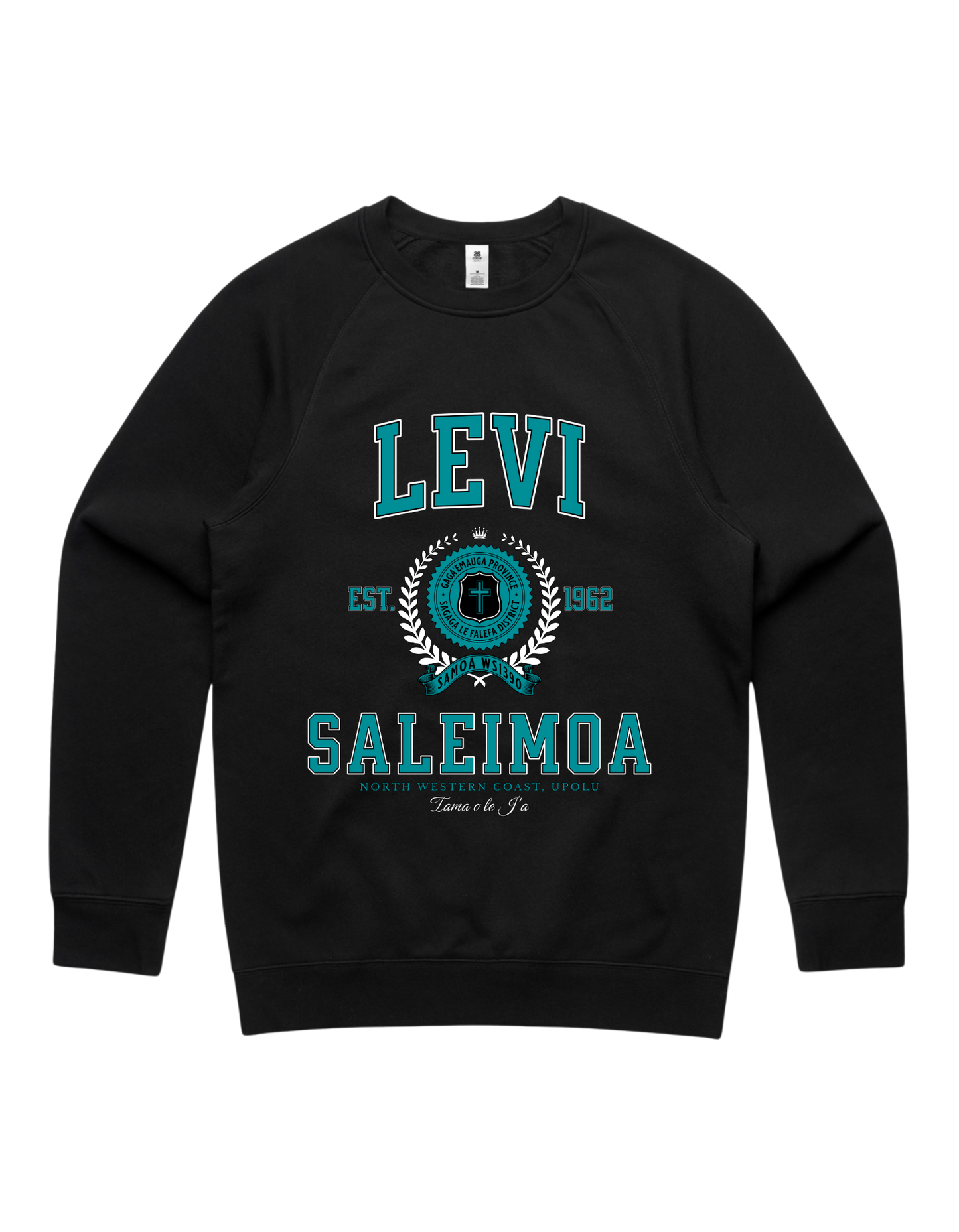 Levi Saleimoa Varsity Crewneck 5100 - AS Colour - Aqua Print