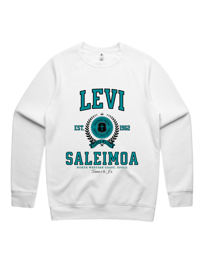 Levi Saleimoa Varsity Crewneck 5100 - AS Colour - Aqua Print