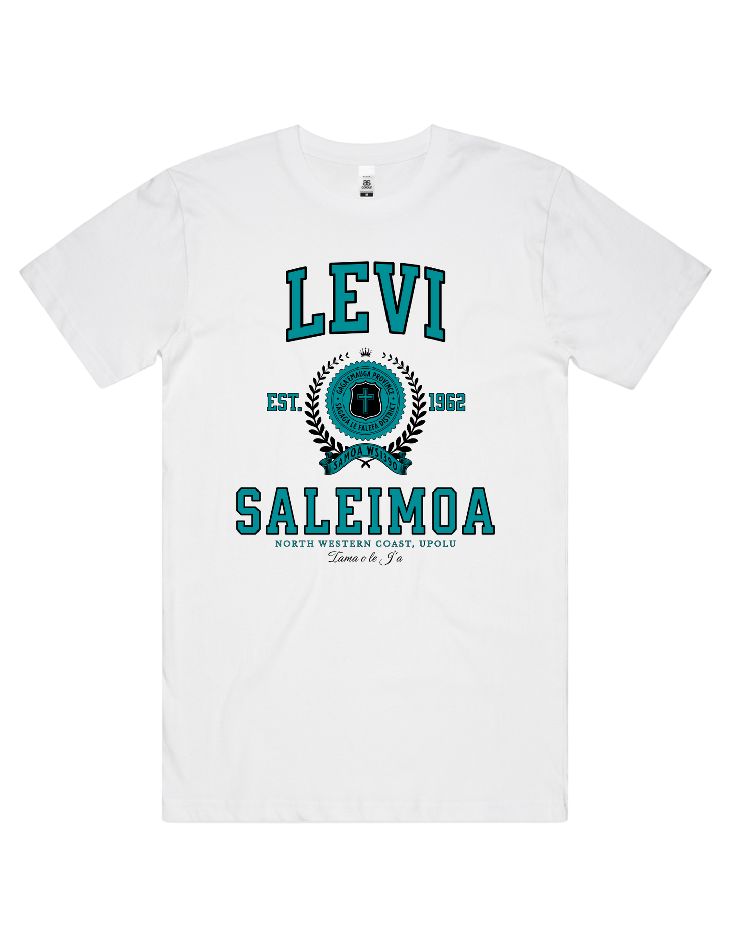 Levi Saleimoa Varsity Tee 5050 - AS Colour - Aqua Print