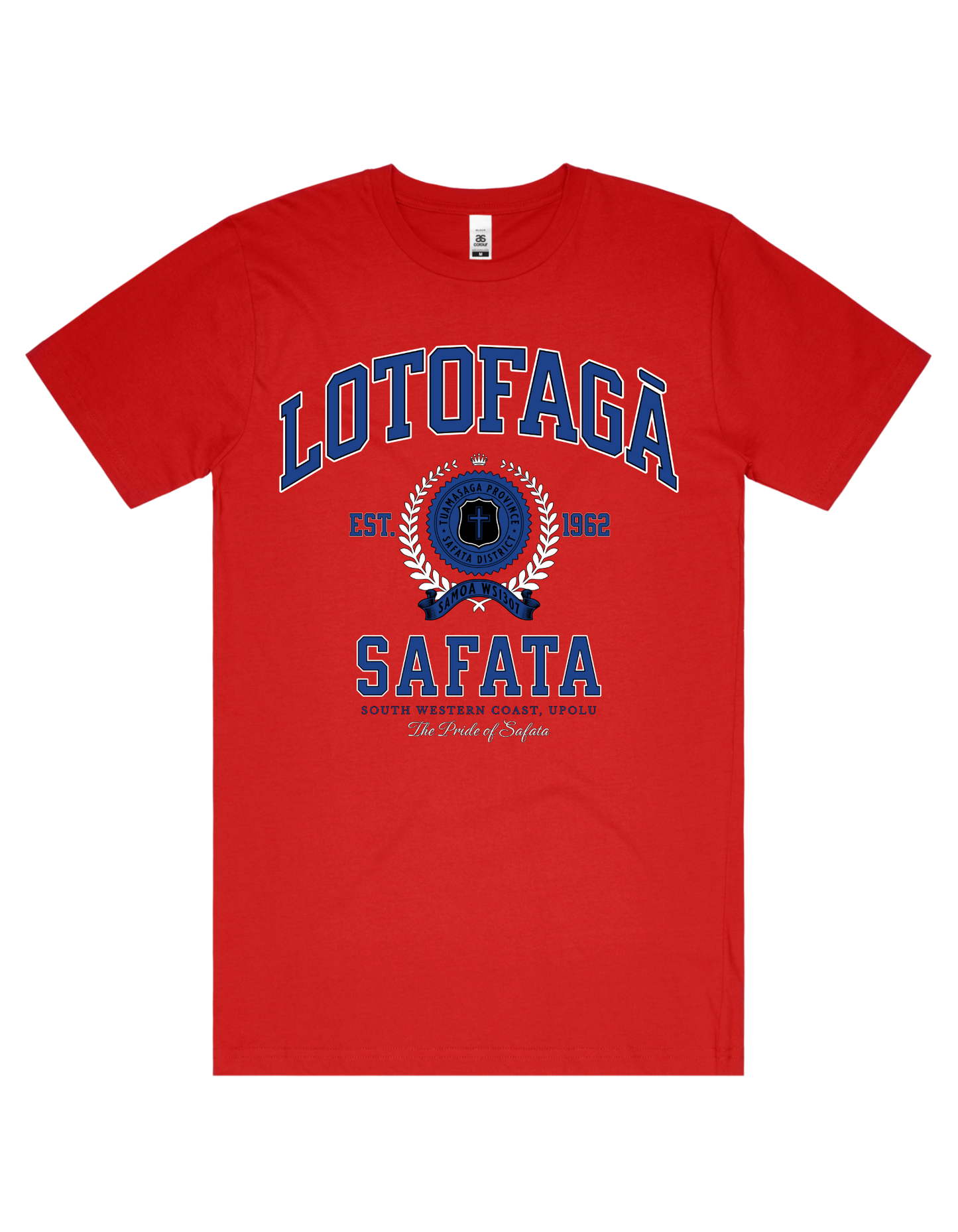 Lotofagā (Safata) Varsity Tee 5050 - AS Colour - Mid Blue Print