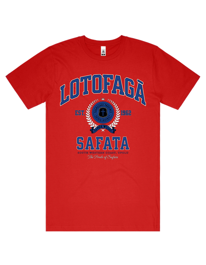 Lotofagā (Safata) Varsity Tee 5050 - AS Colour - Mid Blue Print