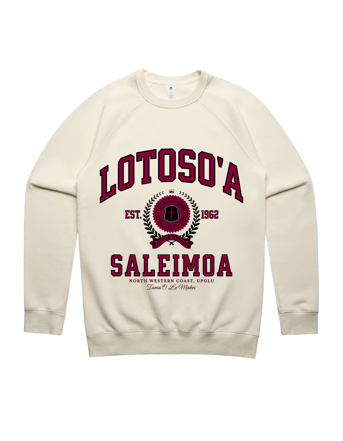 Lotoso'a Saleimoa Varsity Crewneck 5100 - AS Colour - Wine Print