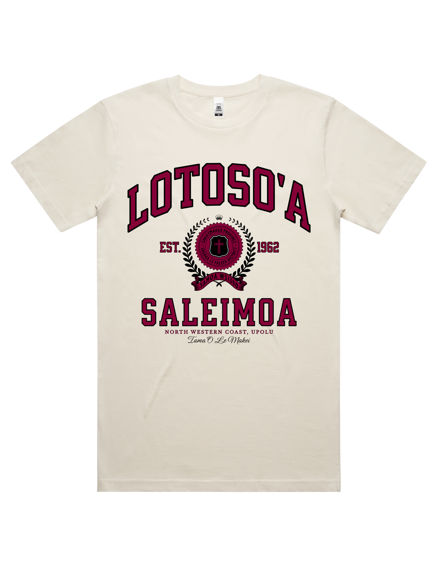 Lotoso'a Saleimoa Varsity Tee 5050 - AS Colour - Wine Print