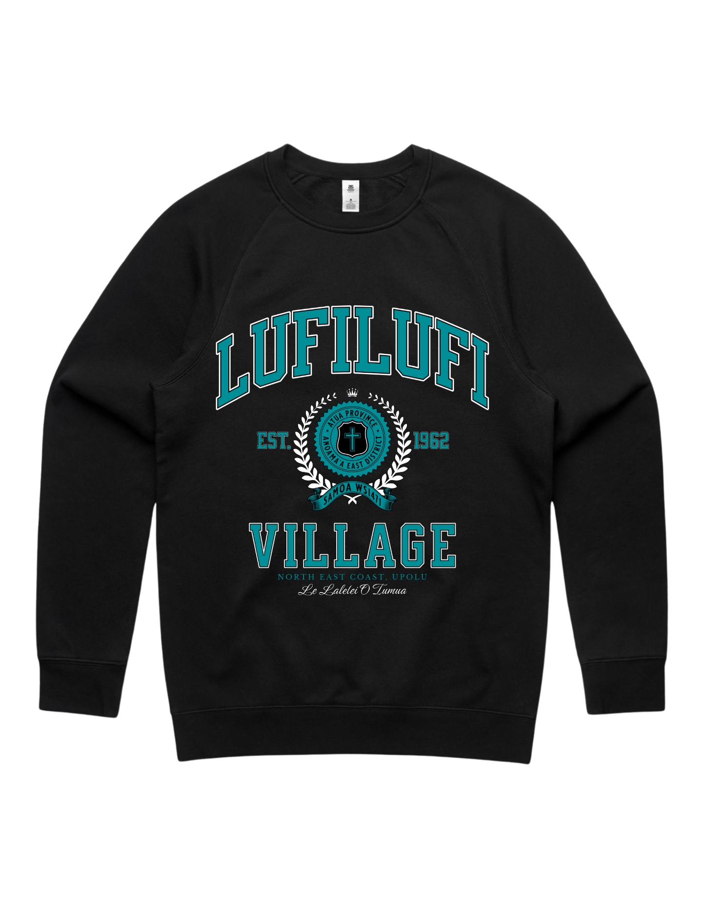 Lufilufi Varsity Crewneck 5100 - AS Colour - Aqua Print