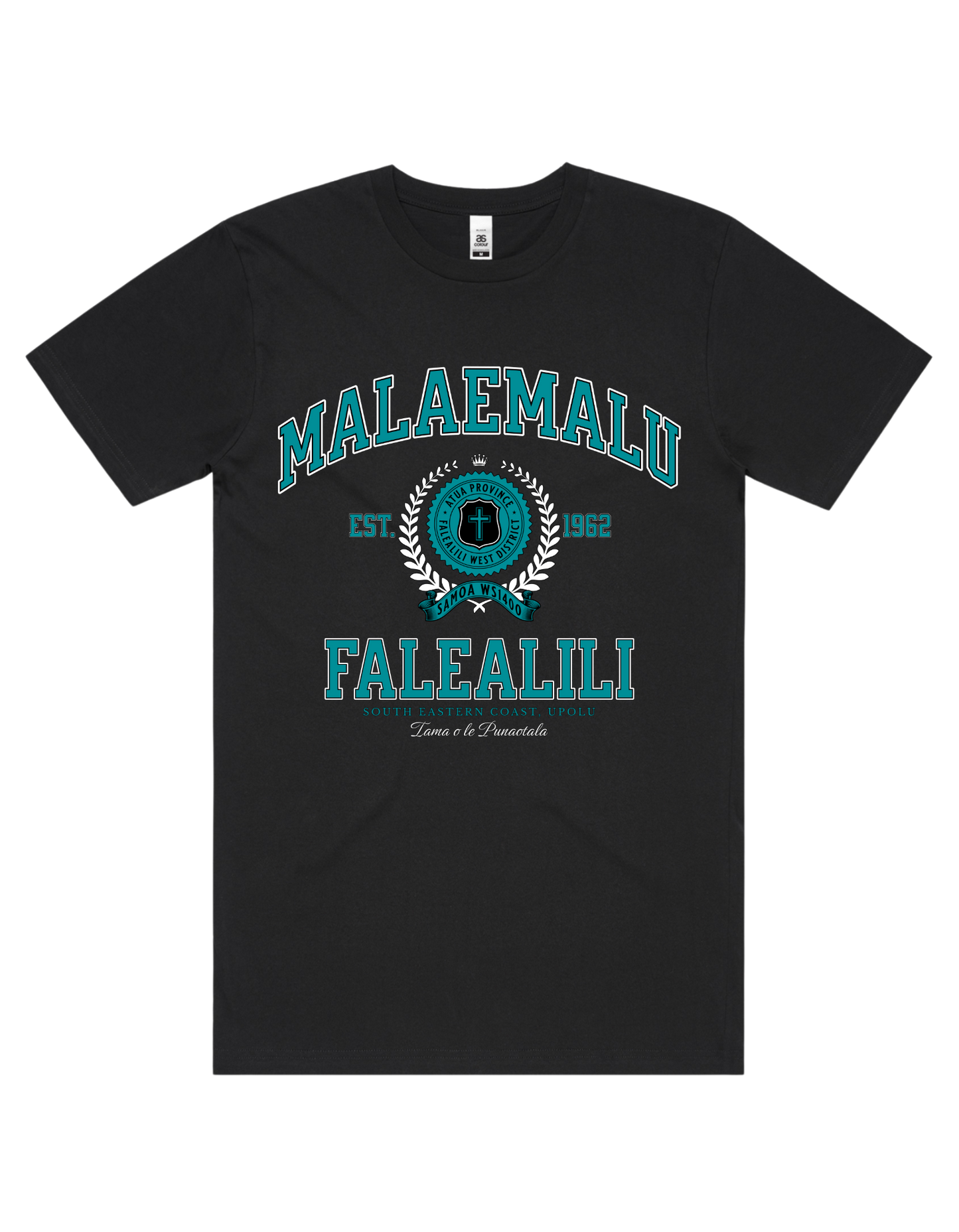 Malaemalu Varsity Tee 5050 - AS Colour - Aqua Print