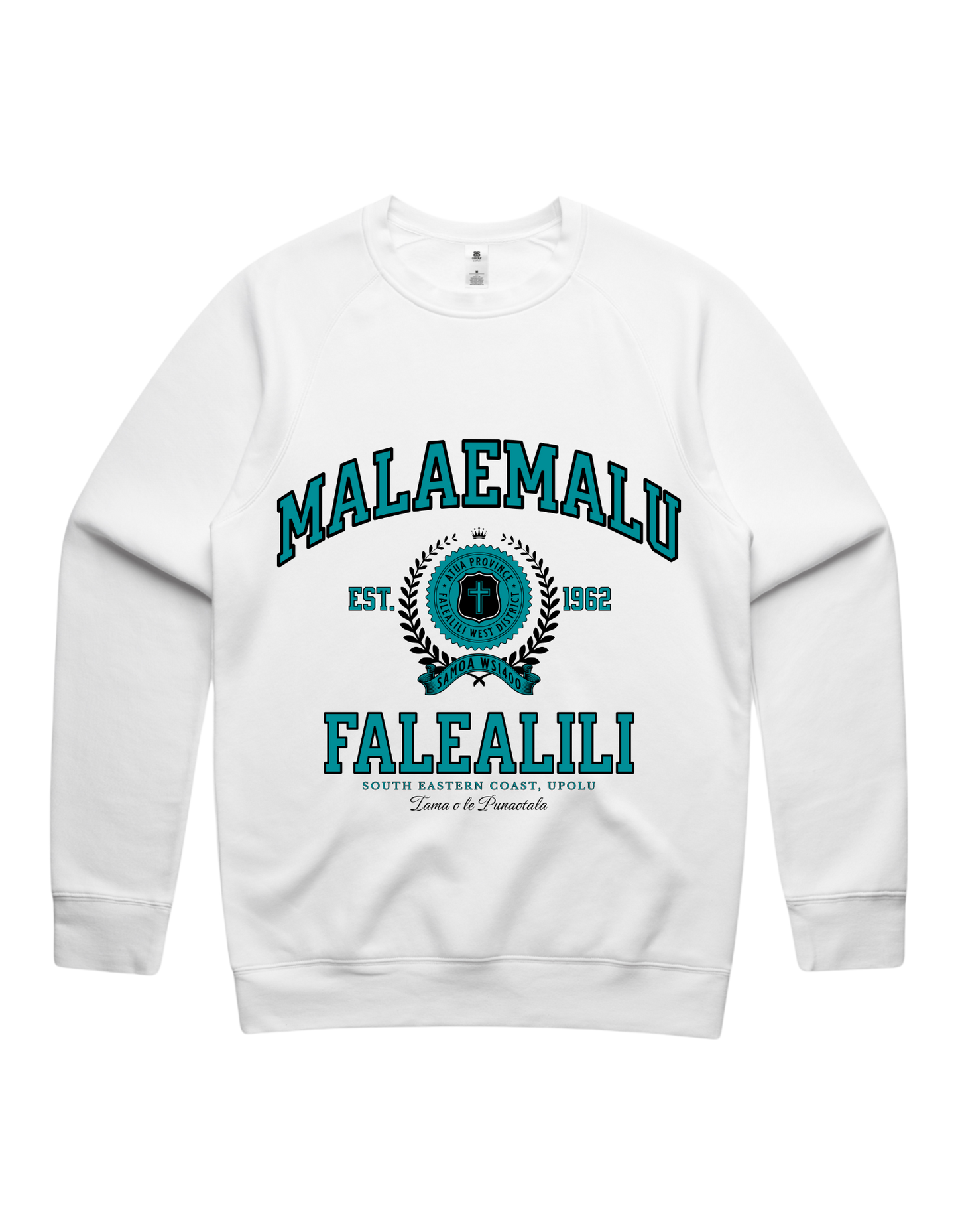 Malaemalu Varsity Crewneck 5100 - AS Colour - Aqua Print