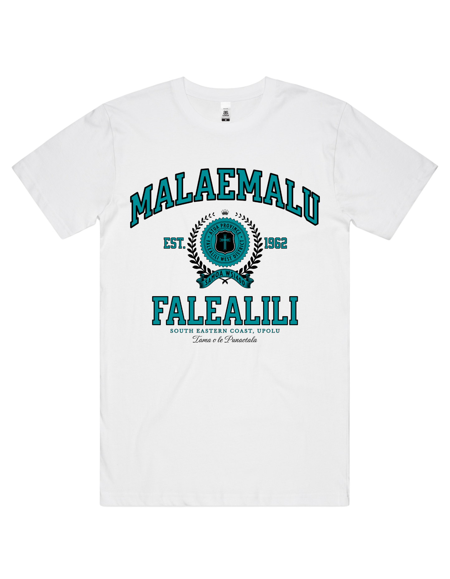 Malaemalu Varsity Tee 5050 - AS Colour - Aqua Print