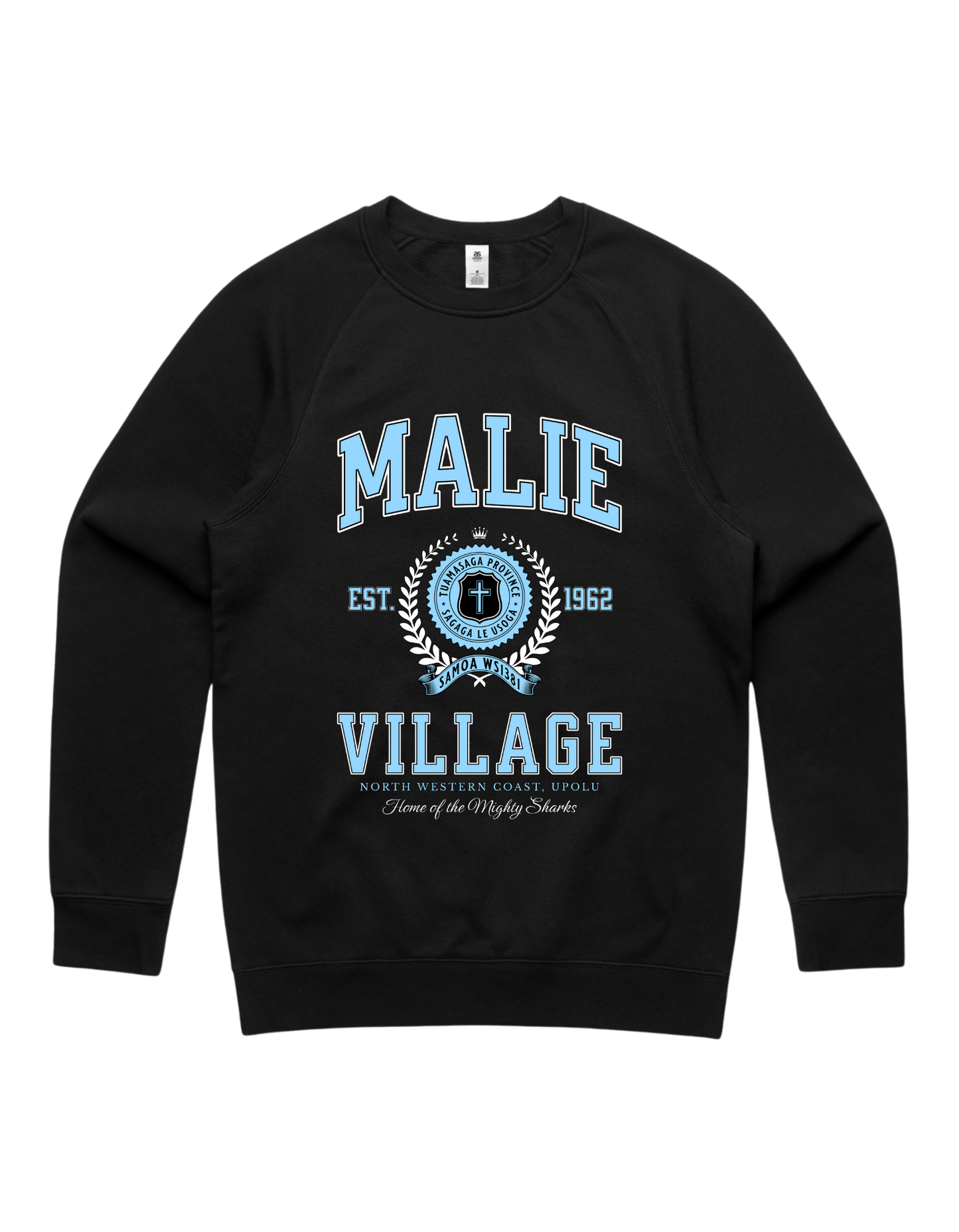 Malie Varsity Crewneck 5100 - AS Colour - Sky Blue Print