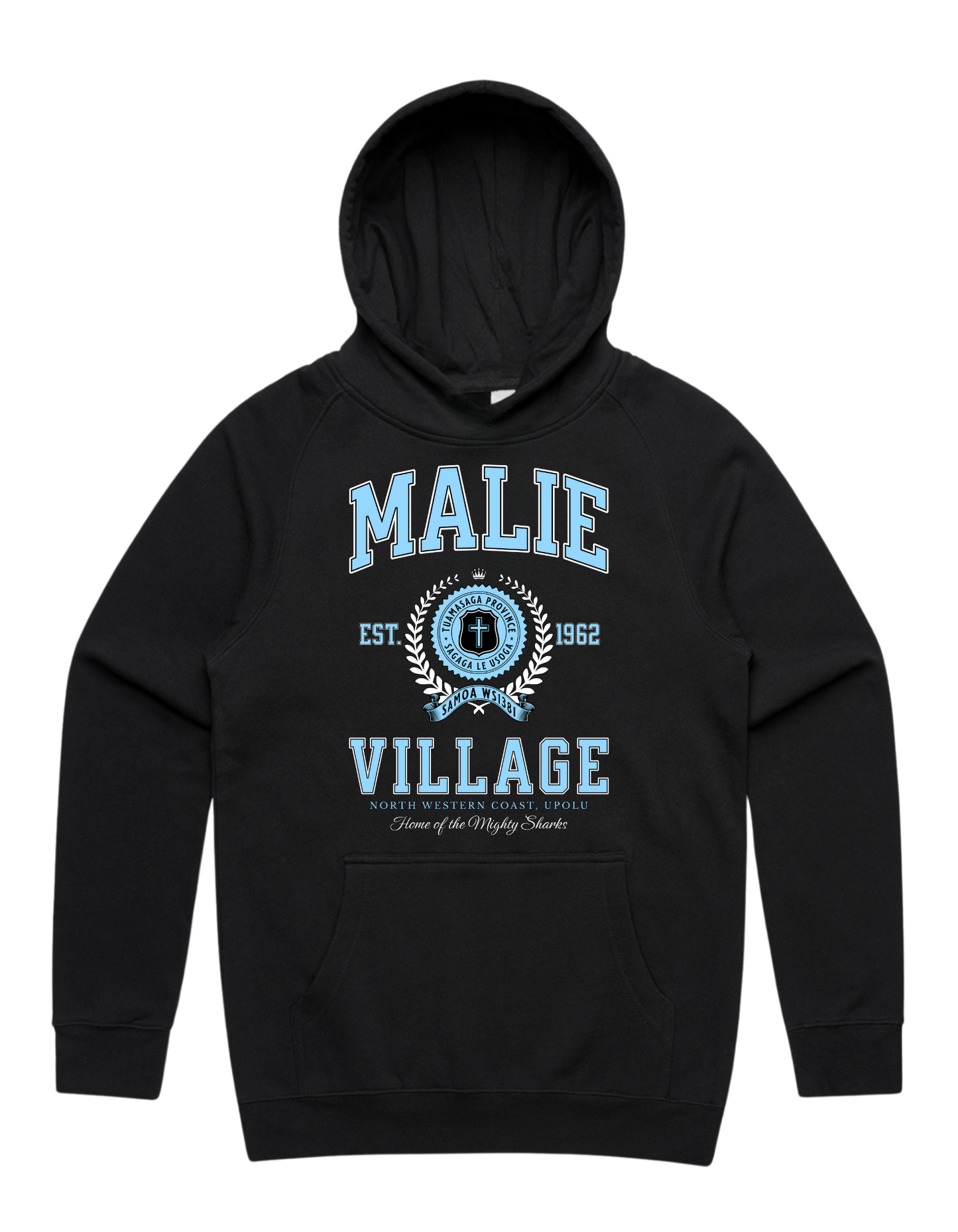 Malie Varsity Hood 5101 - AS Colour - Sky Blue Print