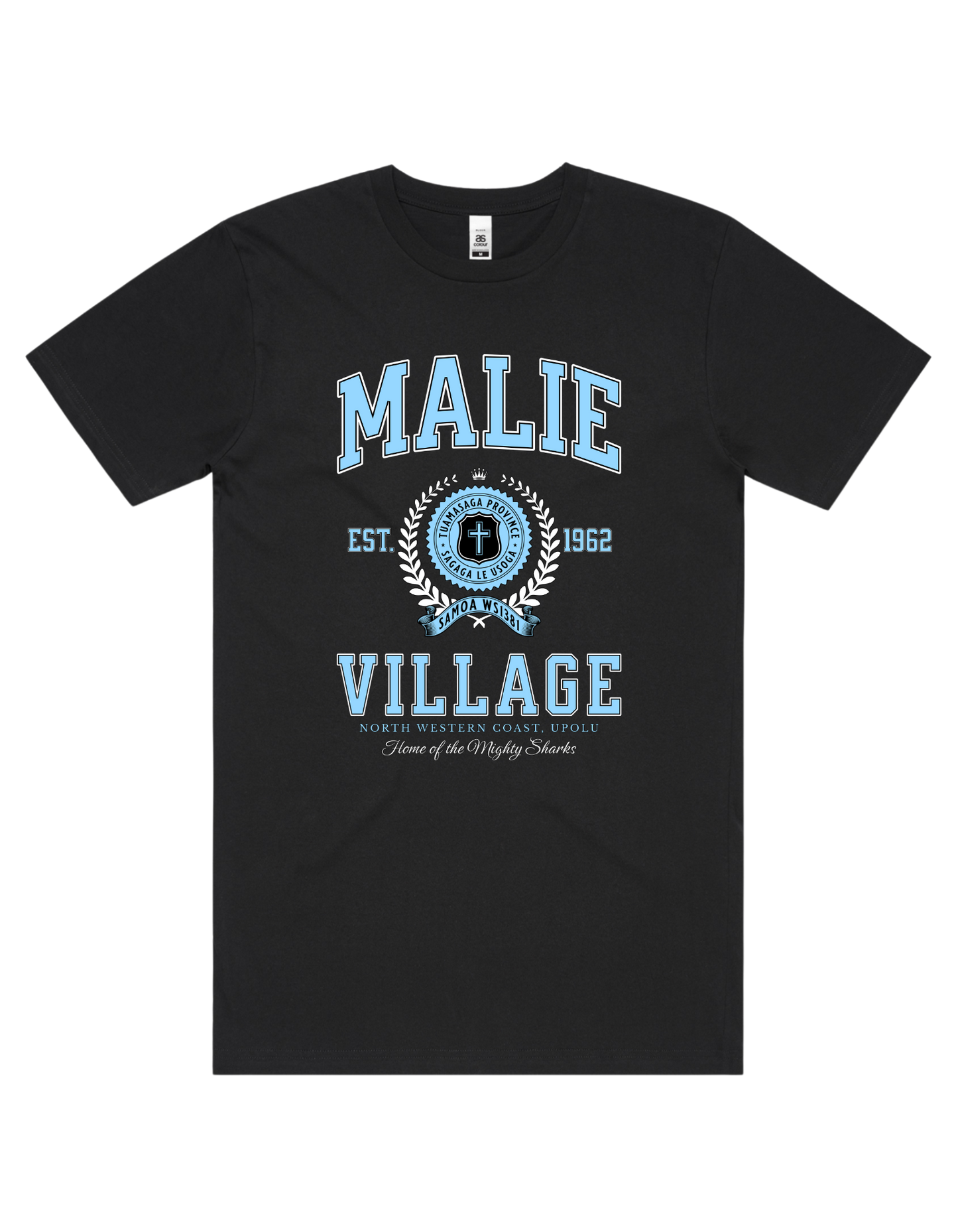 Malie Varsity Tee 5050 - AS Colour - Sky Blue Print