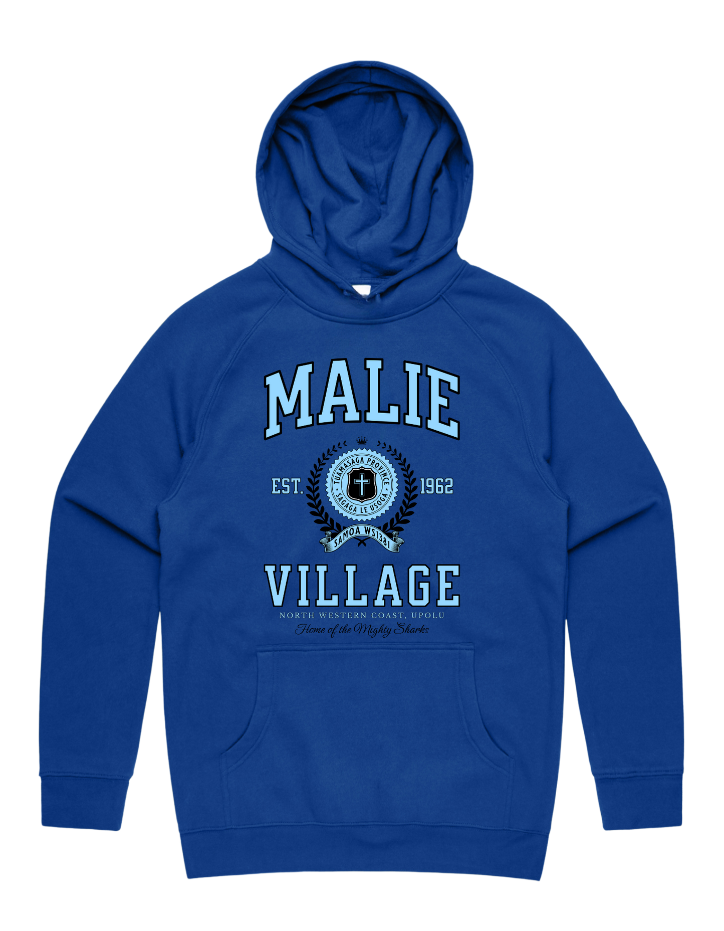 Malie Varsity Hood 5101 - AS Colour - Sky Blue Print