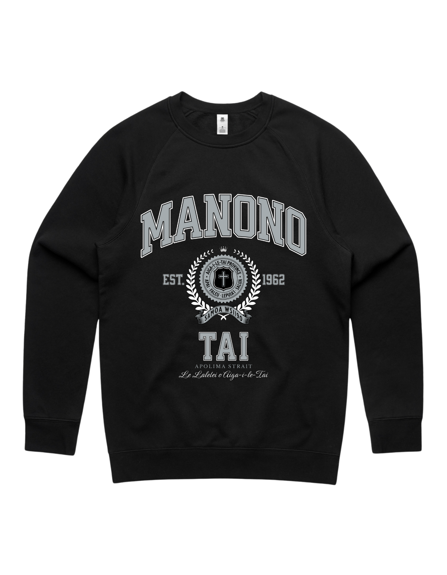 Manono Tai Varsity Crewneck 5100 - AS Colour - Silver Print