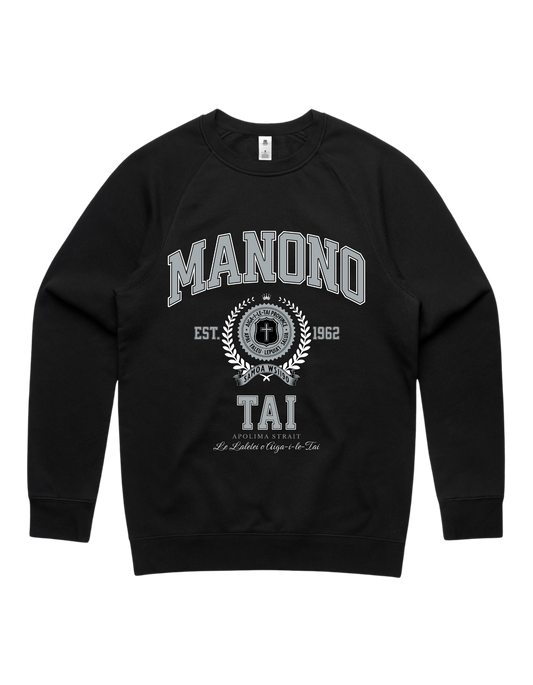 Manono Tai Varsity Crewneck 5100 - AS Colour - Silver Print